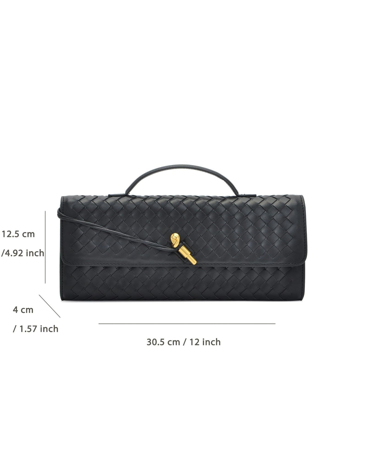 NEWBELLA Women's Handmade Woven Clutch Purse - PU Leather Crossbody Bag for Evening & Casual, Adjustable Shoulder Strap Fashion Handbag (Black)