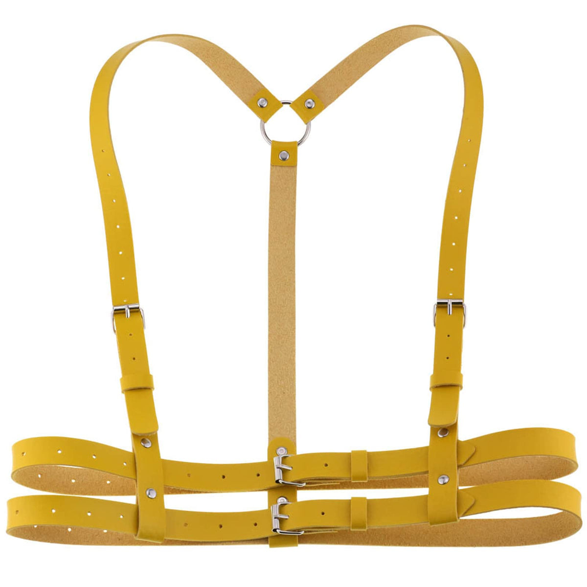 eYLun Women Leather Harness Punk Body Waist Belt - Adjustable Yellow
