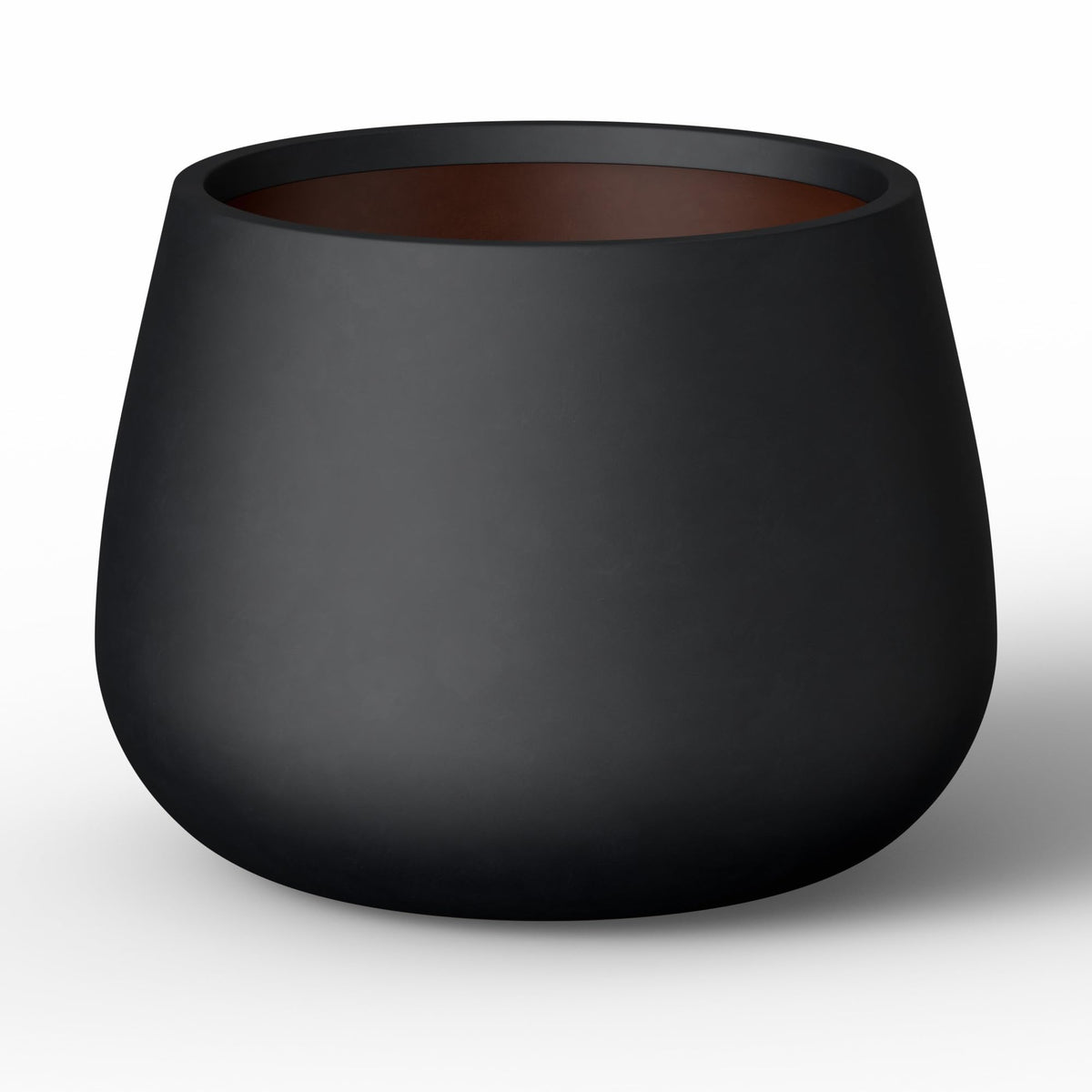 Kante 18.1" Dia Round Concrete Planter, Curva Style Garden Pot with Drainage Hole for Indoor & Outdoor Plants, Ideal for Tree, Flowers, Shrubs, Black Finish with Painted Interior