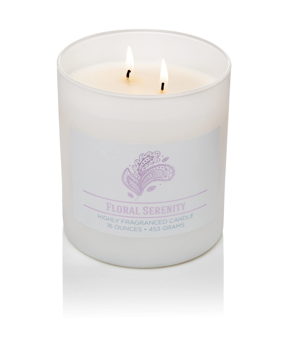 Carolina Floral Serenity Scented Candle, 16 oz Wellness Relaxing Aromatherapy Candle, 2 Wick White Jar Soy Blend Wax, Candles for Home, 60H Burn - Made in The USA