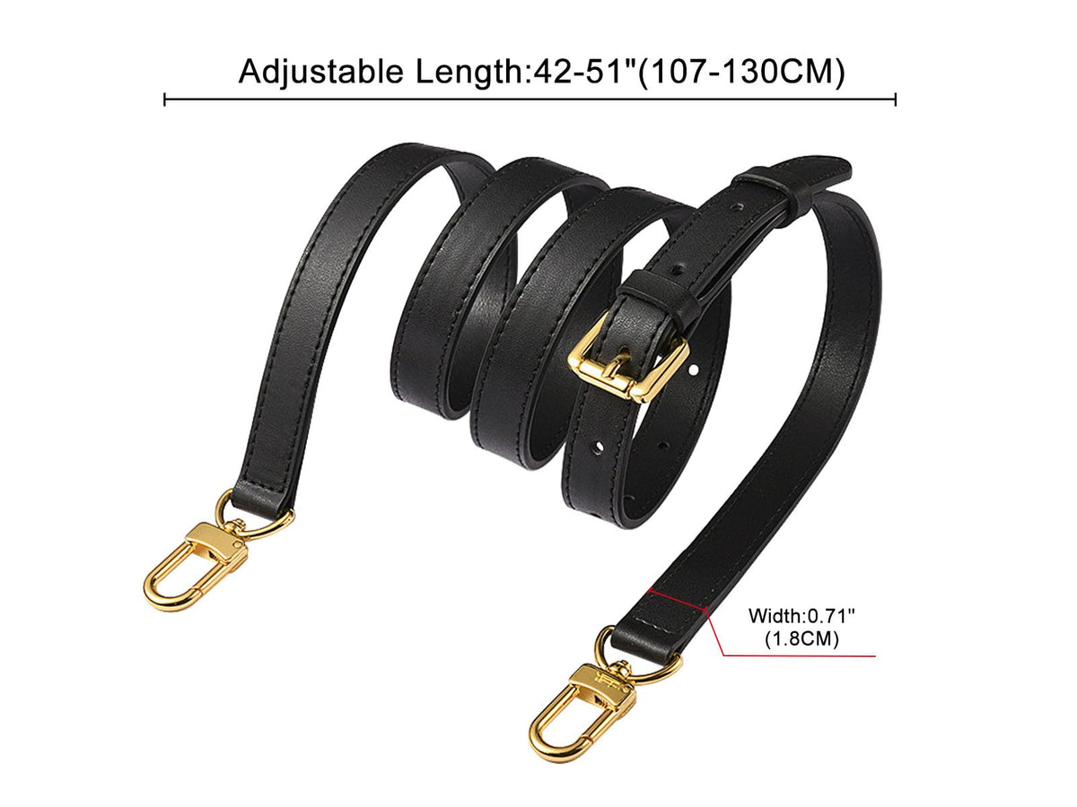 IBWell Genuine Leather Purse Strap Replacement Crossbody Handbag Long Adjustable (Black)