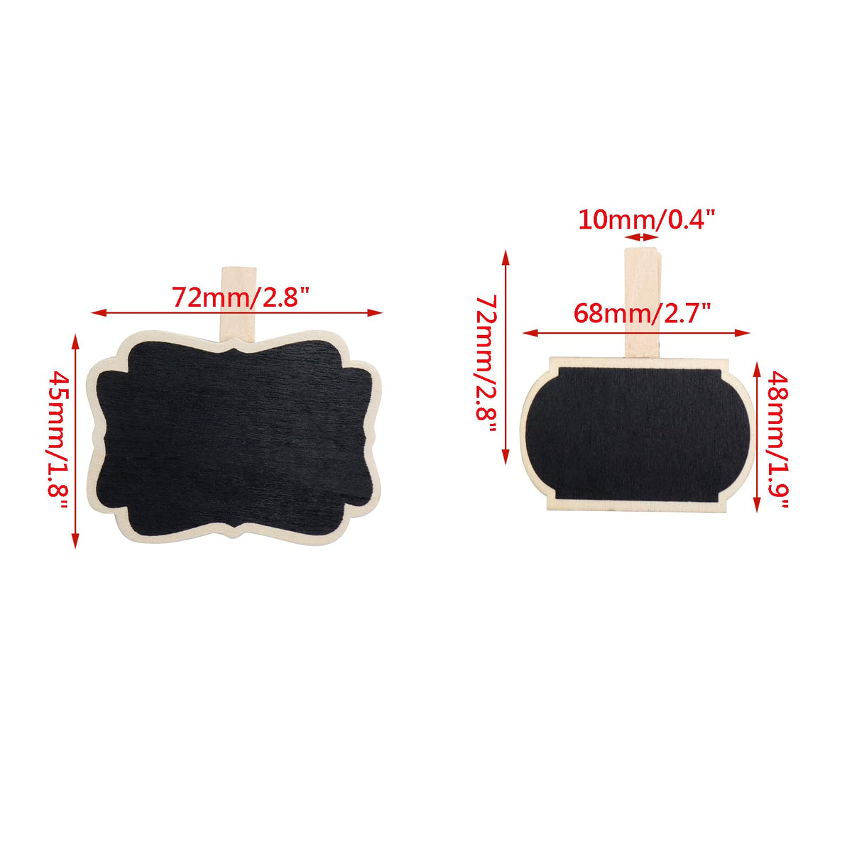Wealrit 20 PCS Wooden Mini Chalkboard Blackboard with Clip Message Chalk Board Tag Signs Clips Basket Labels Clip for Memo,Note Taking(Flower, Lantern)