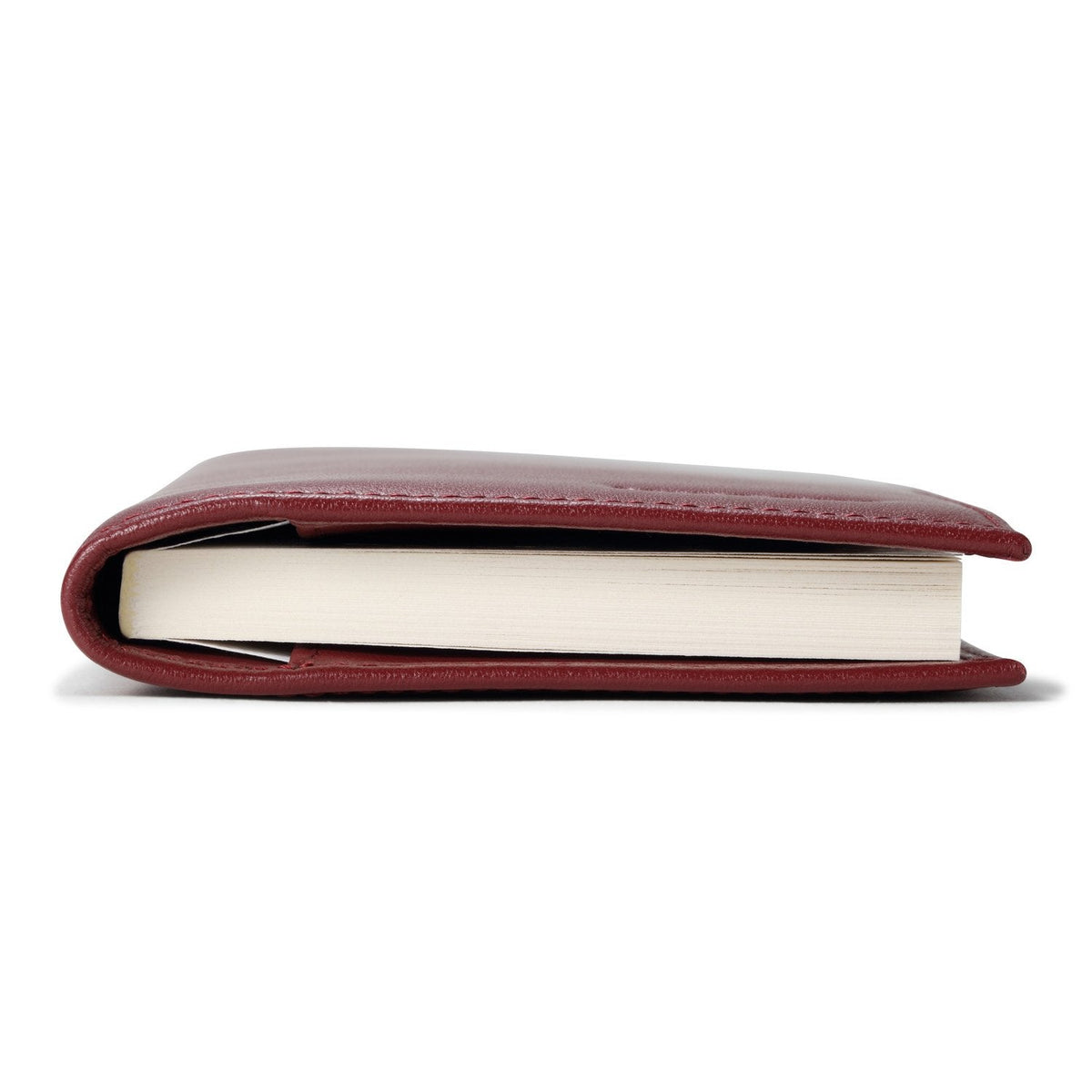HISCOW Leather Checkbook Cover for Women & Men - Italian Calfskin (Wine Red)