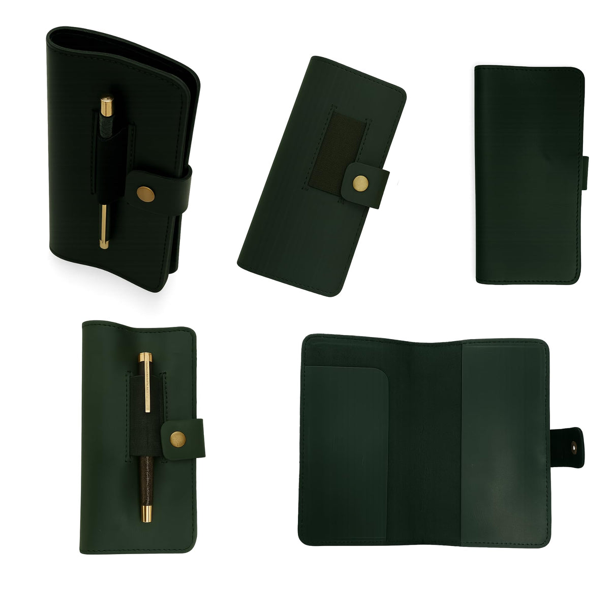 CestAntiQ, Distressed Leather Checkbook Cover with Pen Holder Full Grain Green Leather Check Book Cover for Personal or Duplicate Checks Executive Checkbook Wallet for Men Women Slim Gift Organizer