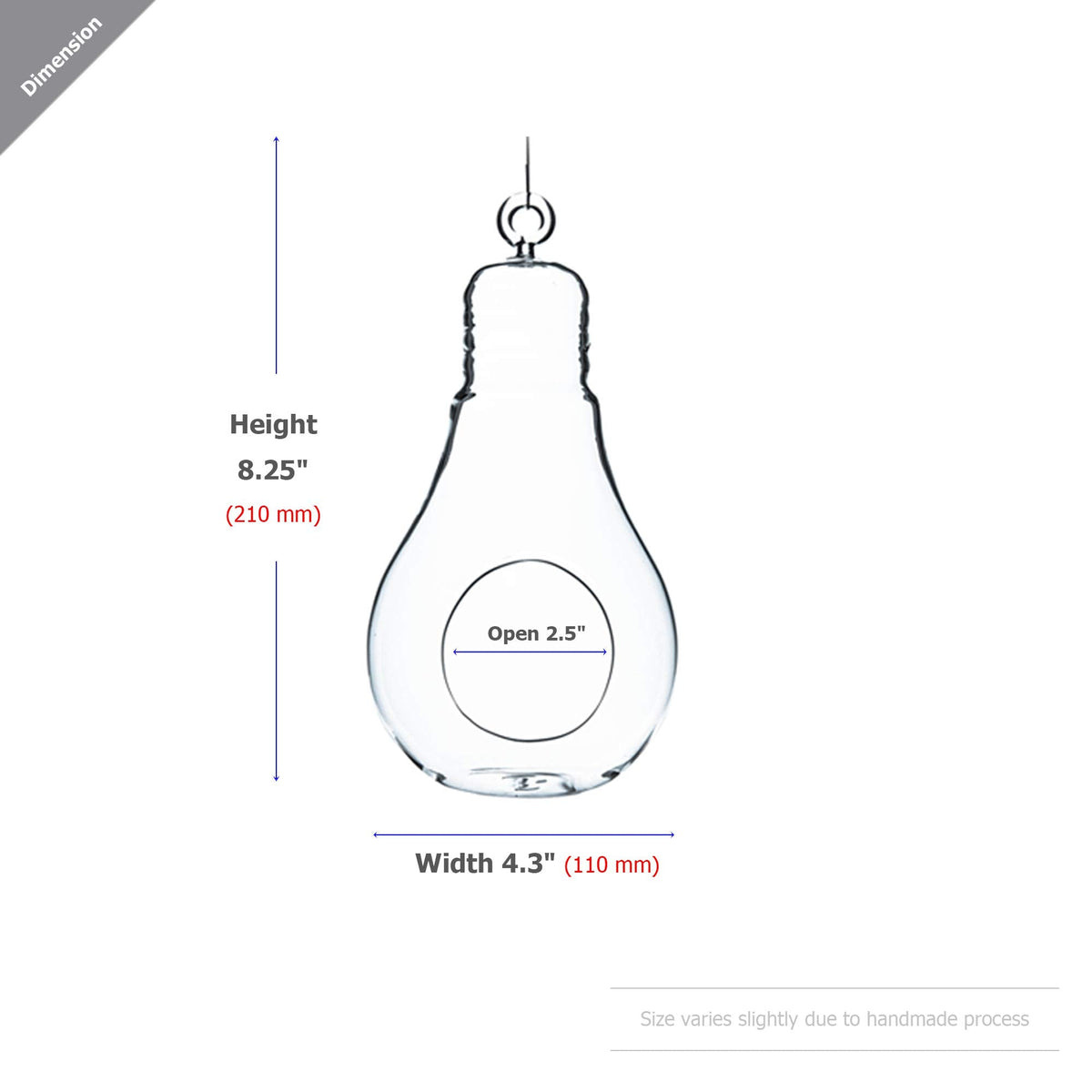 WGV Hanging Glass Plant Terrarium, Width 4.25", Height 8.25", Bulb DIY Air Succulent Planter Clear Tea Light Votive Candle Holder, Wedding Event Office Home Outdoor Decor, 1 Piece