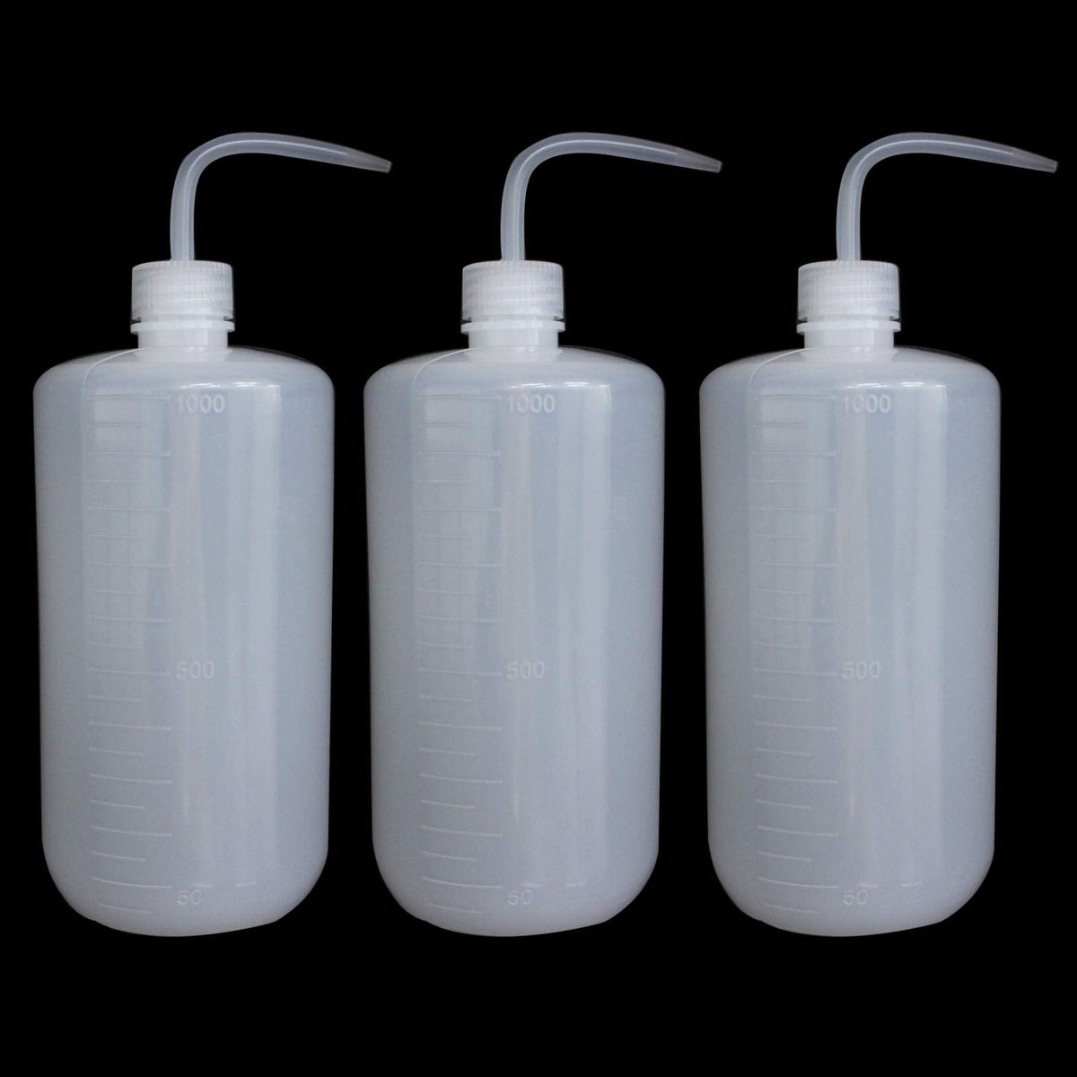 Belinlen 3Pcs 1000ml(33oz) Plastic Safety Lab Wash Bottle, Plastic Squeeze Bottle with Scale Labels and Narrow Mouth, Watering Bottles for Chemistry, Industry, Lab & Gardening(LDPE)