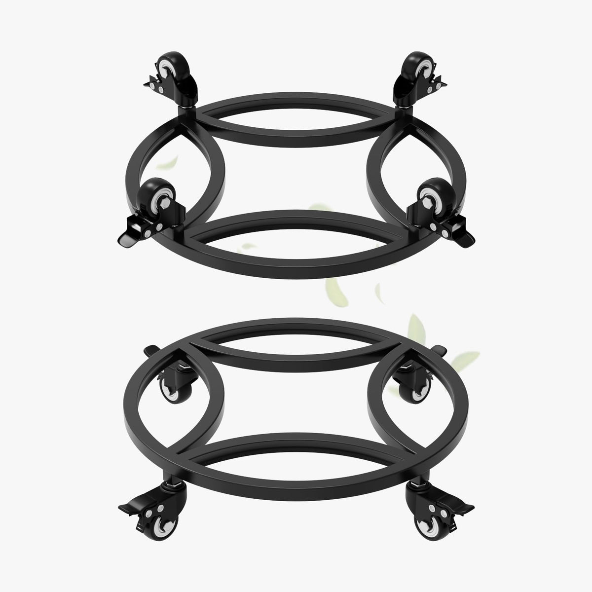 Zhongma 2 Pack Dia.15" x 3.5" H Round Plant Caddy with Wheels, Fully Assembled, Heavy Duty Construction, 300 Lbs Capacity, Load-Bearing Wheels with Brakes, No Installation Required