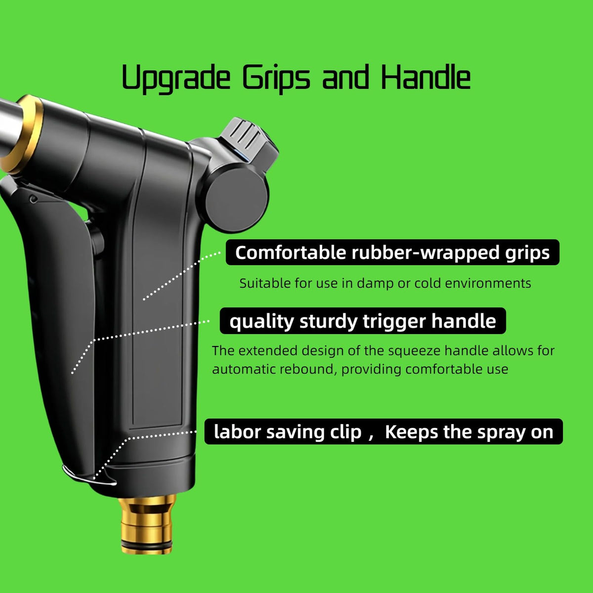 BEEBTBMAKE Upgrade Garden Hose Nozzle Sprayer - Heavy Duty Adjustable Water Hose Nozzle with 3/4" GHT Quick Connector for Car Washing, Cleaning, Watering Plants and Showering Pets