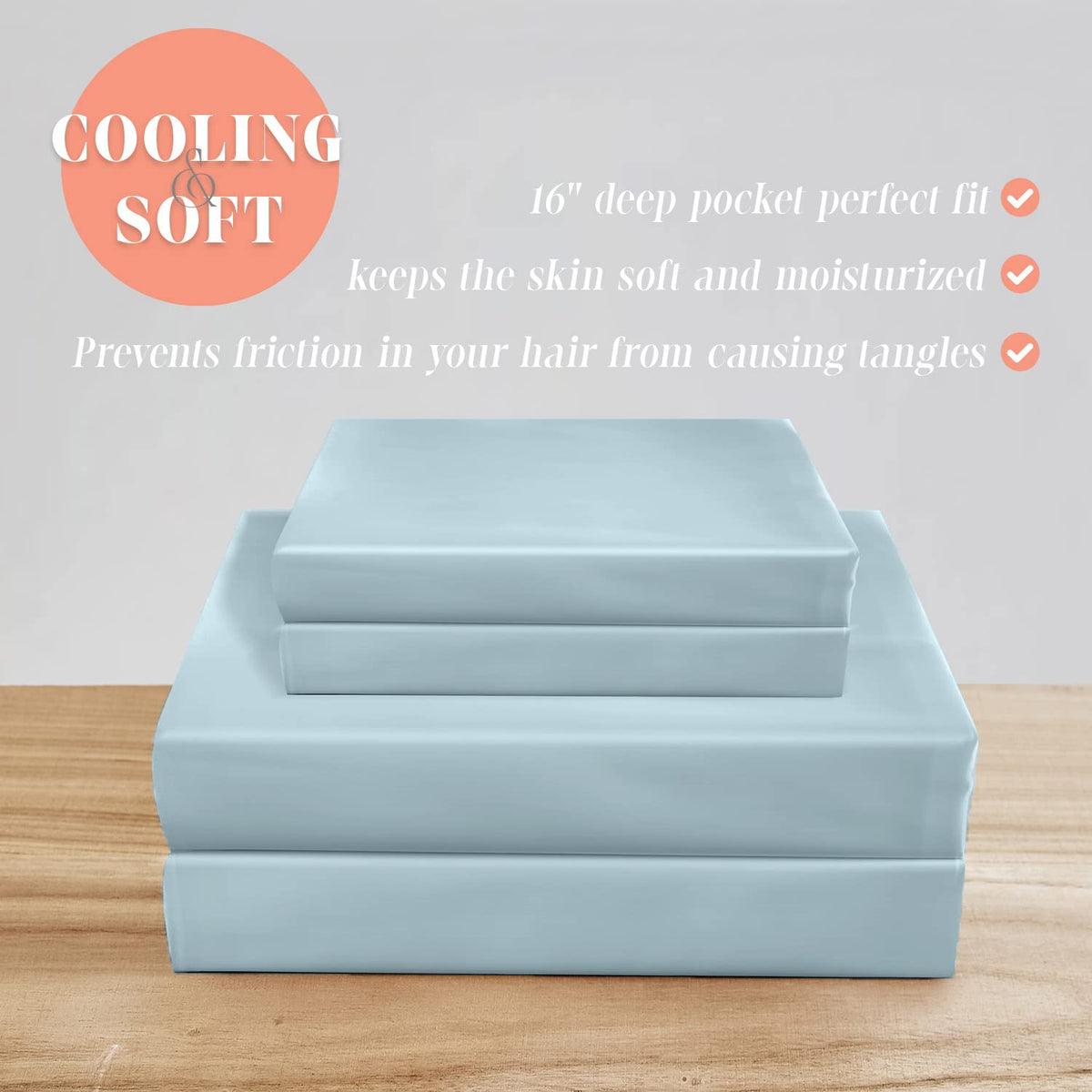 Elegant Comfort Luxurious 4-Piece Silky Satin Sheet Set, Skin and Hair Friendly, Wrinkle, Fade, Stain Resistant with Deep Pockets Fitted Sheet, Cooling Soft Satin Sheet Set, Twin XL, Baby Blue