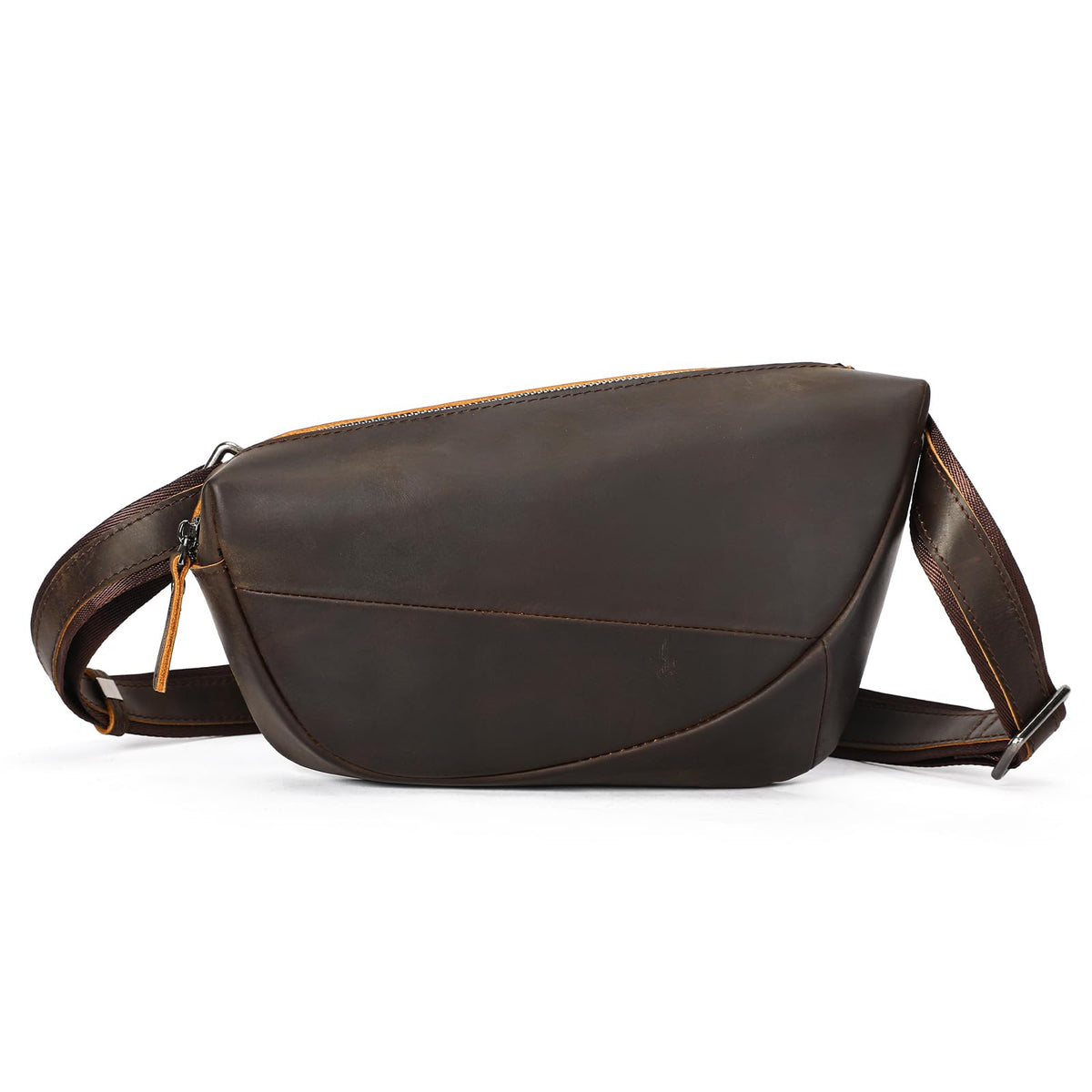 NIUCUNZH Genuine Leather Mens Sling Bag for Women Vintage Small Crossbody Bags Purse for Hiking Travel Chest Daypack (darkbrown)