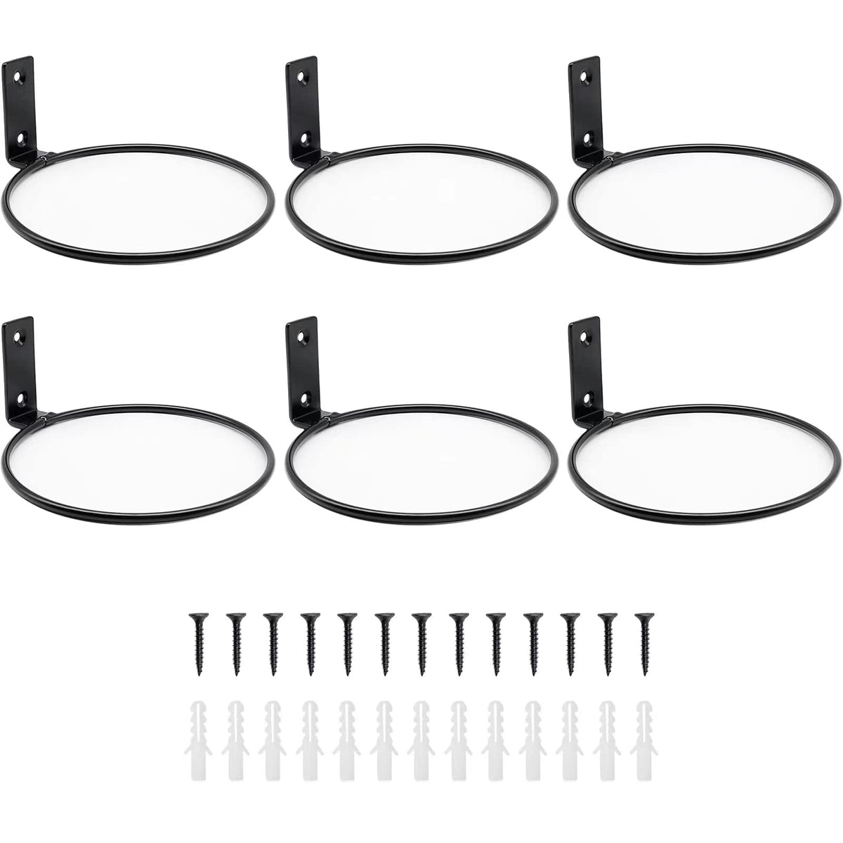 Greemov 6 Pack 4 Inch Wall Flower Pot Holder Ring Plant Hanger, Metal Planter Hooks Wall Mounted Bracket Heavy Duty for Outdoor Indoor