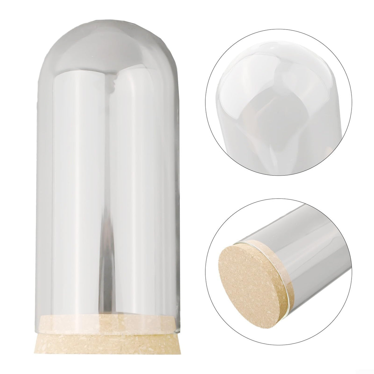 Glass Dome Cover With Wood Cork Base For Succulent Plant Flowers DIY Terrarium Vase Home Office Table Decors(8 * 18cm)