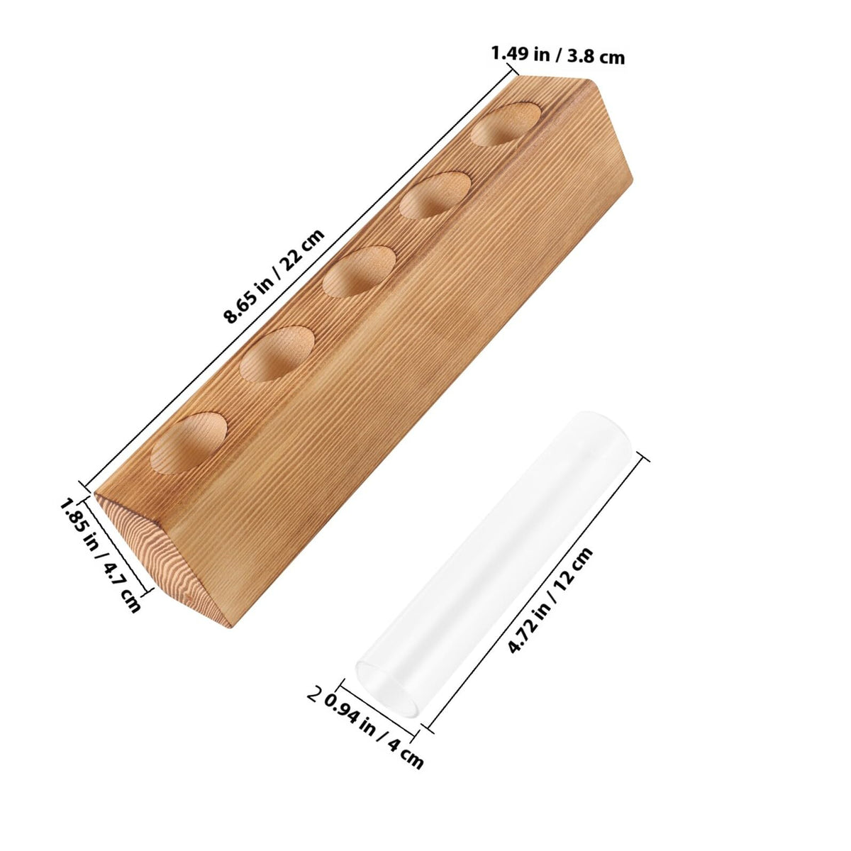 Sewroro Hydroponic Indoor Garden Glass Bud Vases with 5-Hole Wooden Stand Plant Terrarium for Desktop Office Home Décor
