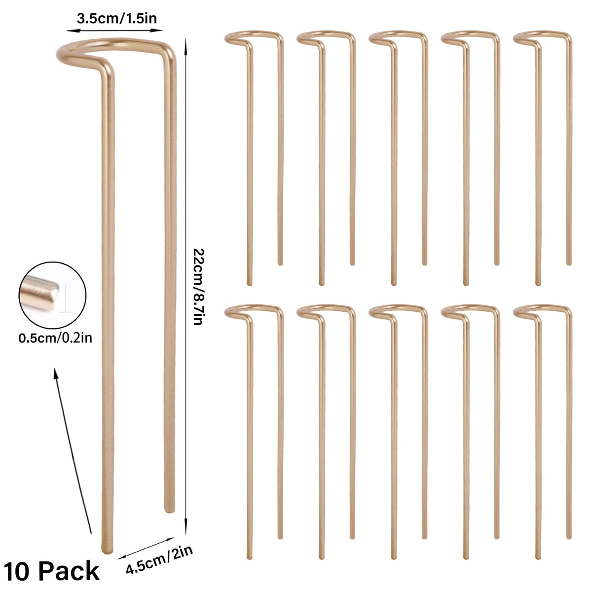 GOOOXIM 8.7 Inch Indoor Plant Trellis -10 Pack Small Gold Plant Supports for Outdoor Plants, Monstera Trellis Stakes & Stem Holders, Durable Iron Garden Flower Support for Young Plant Growth