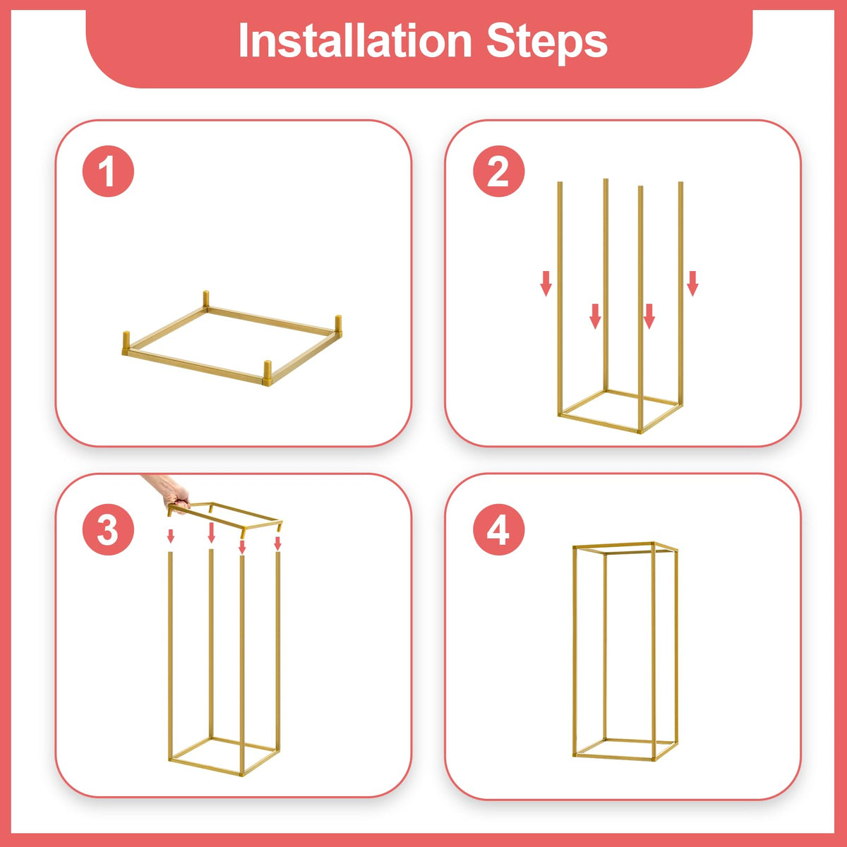 10 PCS 23.6inch Gold Column Wedding Flower Stand, Flower Floor Vase Display Rack, Wedding Centerpiece Flower Vase for Table, Tall Flower Holder for Home Party Wedding Decorations