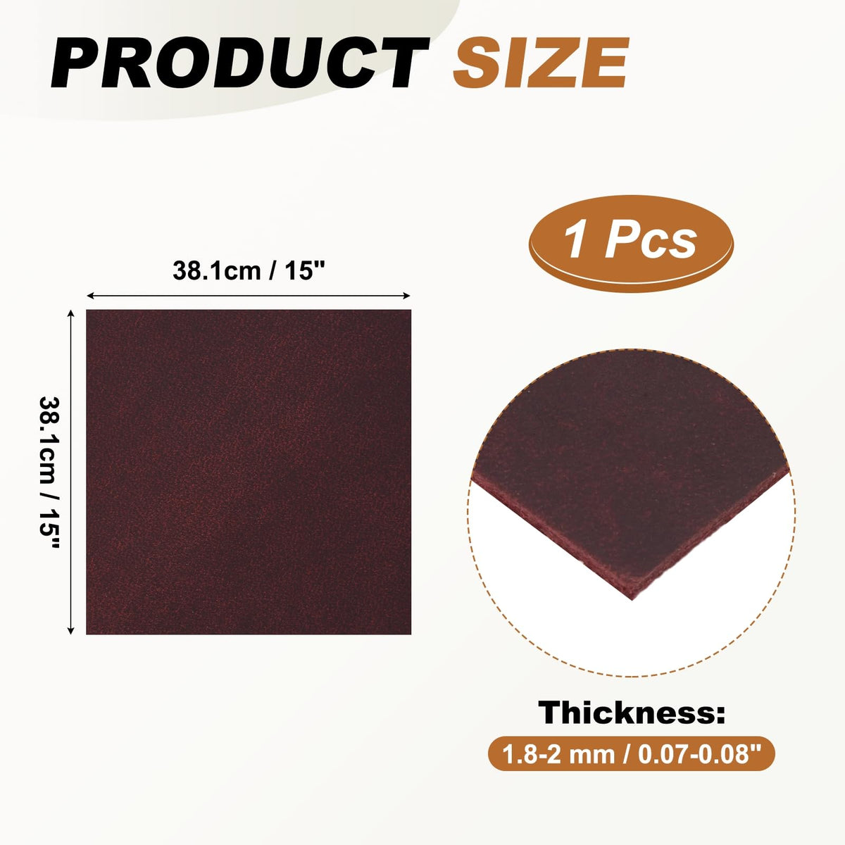 MECCANIXITY Genuine Leather Sheets, 15" x 15" 4-5 oz (1.8-2mm) Thick Full Grain Leather Sheet Tooling Precut for Carving Engraving Molding Embossing Stamping, Dark Red