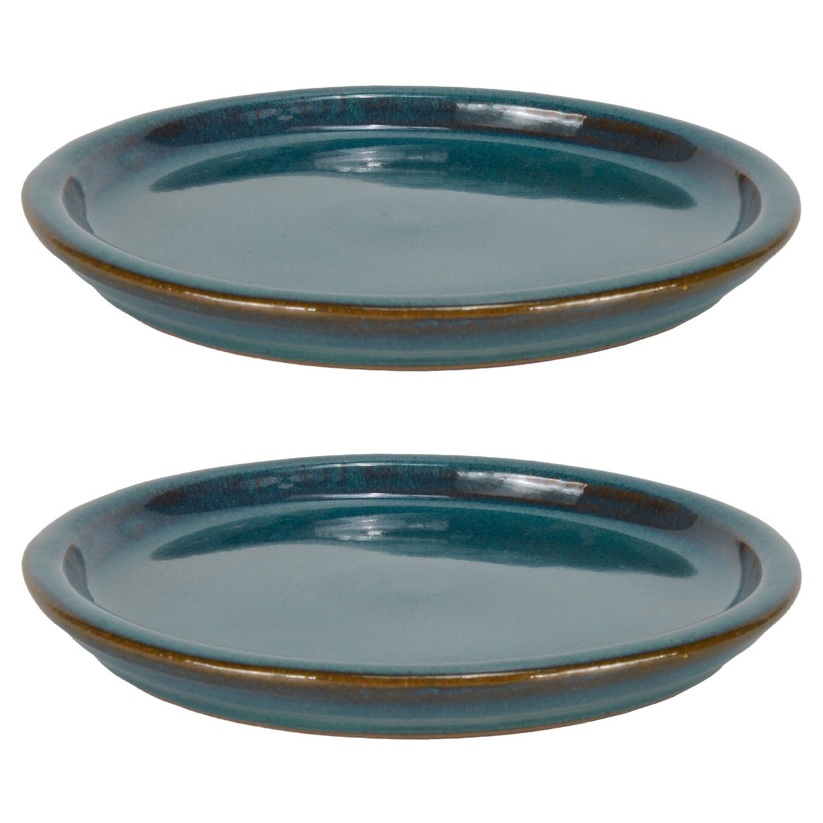 W&W Ceramic Plant Saucer - Plant Trays for Indoor Pots (Teal, 13 inches, 2 Packs)