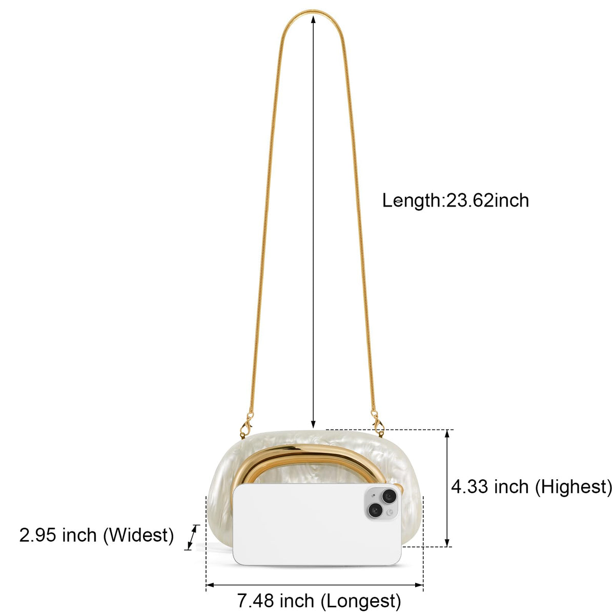 NEWROGENG Clutch Purses for Women Formal, Marble Acrylic Evening Bags with Chain, Trendy Metal Handle Purses and Handbags 2025, Marble White