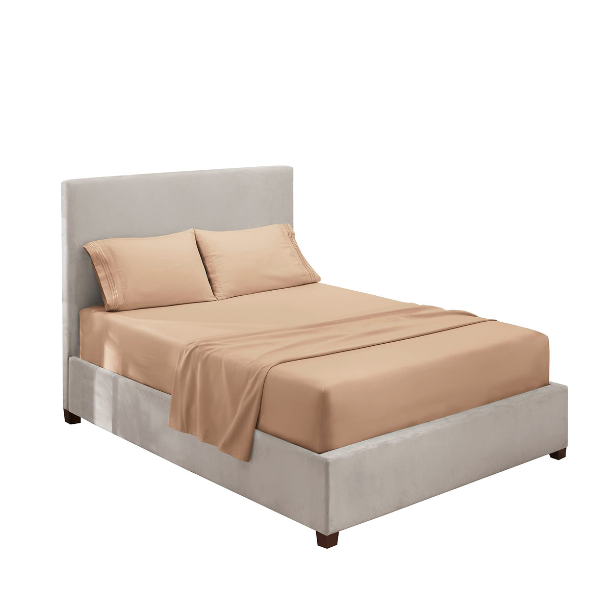 Hearth & Harbor Full Size Sheets - 4 Piece Bed Sheet Set, Hotel Luxury Double Brushed Bed Sheets - Extra Soft Bedding Sheets & Pillowcases, Full, Taupe