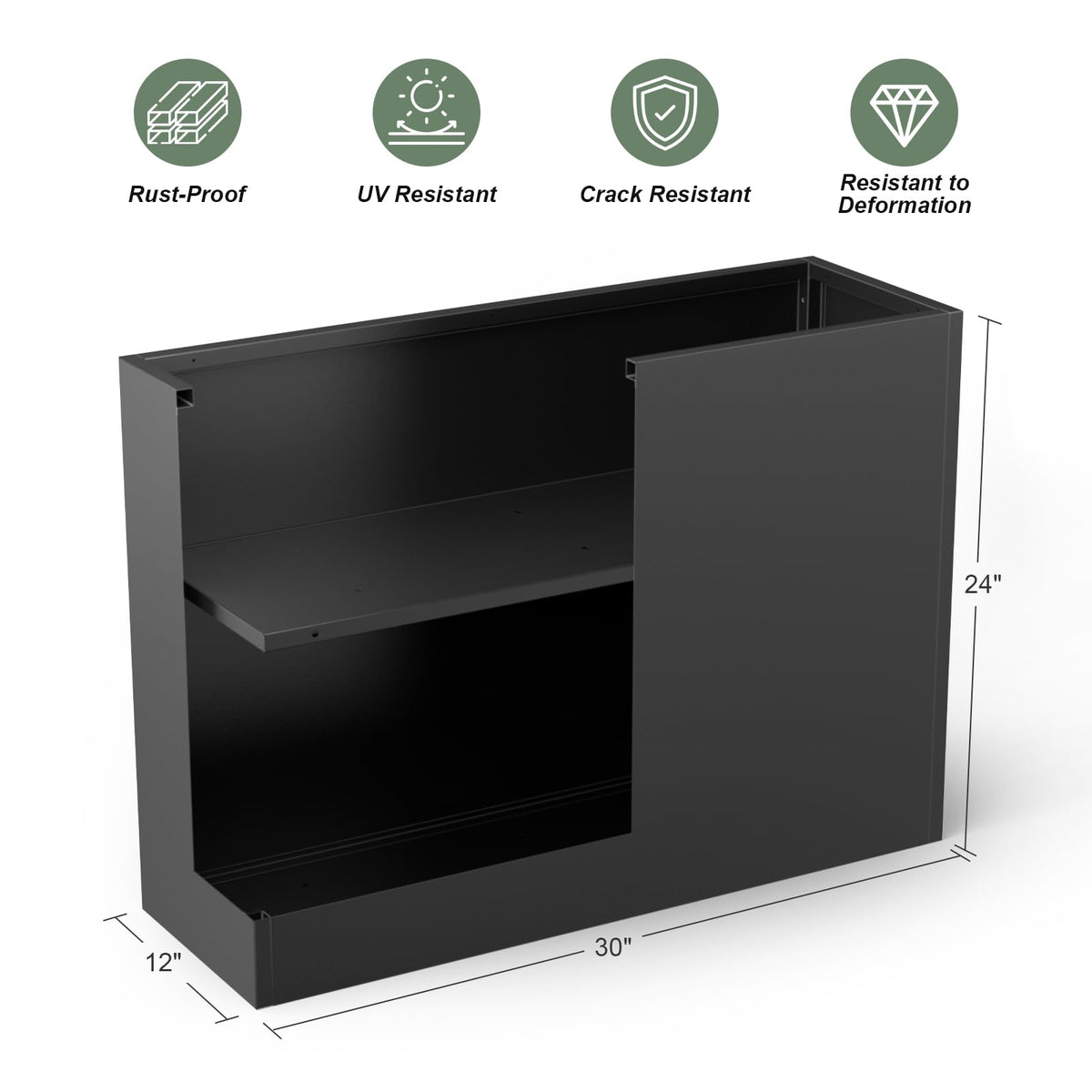 Baotree Metal Large Planter Box 30" L x 12" W x 24" H, Heavy Duty Tall Rectangle Outdoor Planter Box with Removable Insert Shelves for Porch, Garden, Patio, Yard (Black)