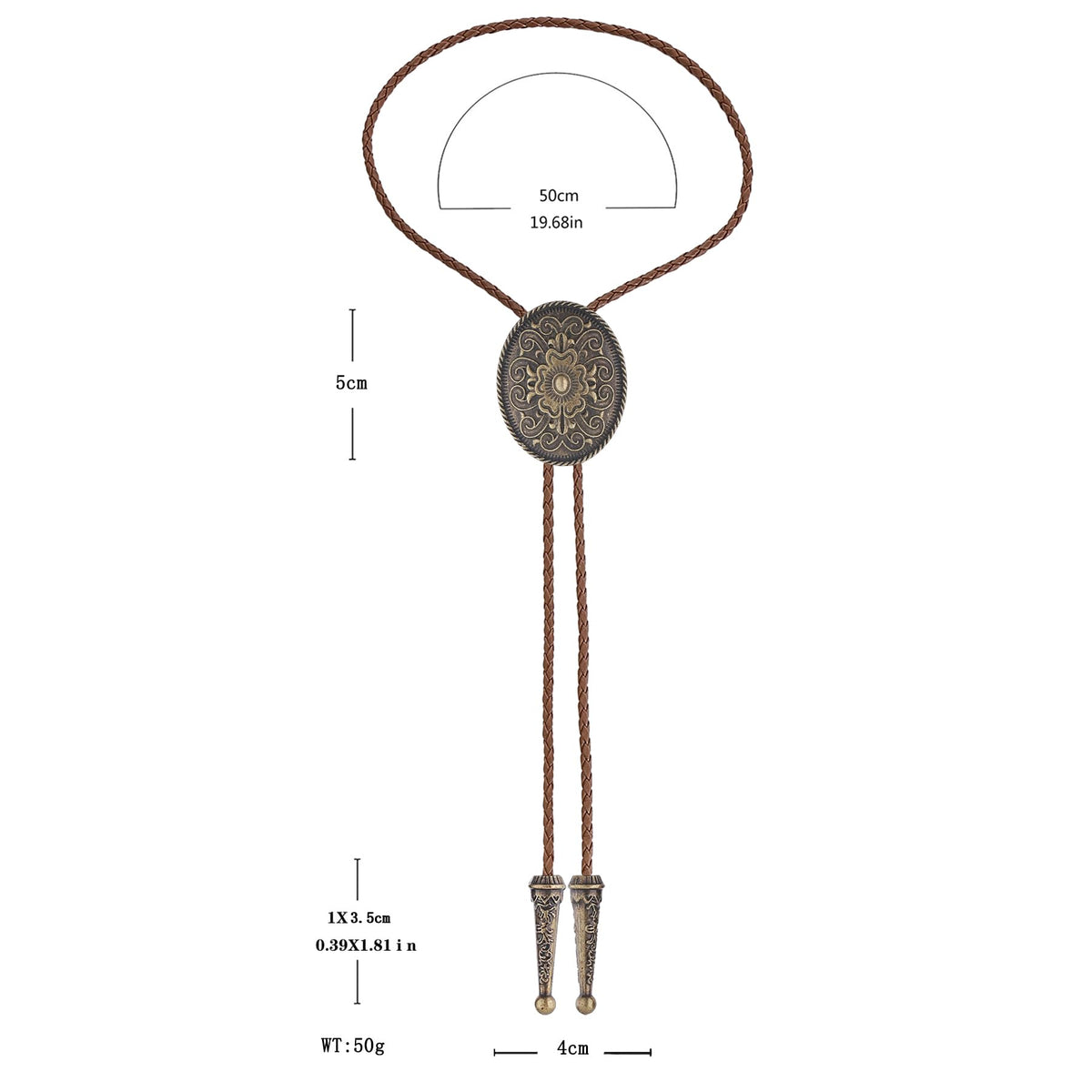 GelConnie Brown Leather Bolo Tie for Men Gothic Western Wedding Necktie Vintage Bolo Tie Flower Western Jewelry for Women