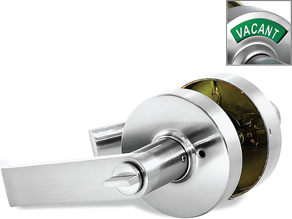 VIZILOK Commercial Door Lock for Bathroom Privacy, Safety, Standard Indicator Lock in Satin Chrome, ANSi Grade2, Perfect for Restaurants, Medical Offices, Airbnb, Dorms, Gyms, Fitting Room