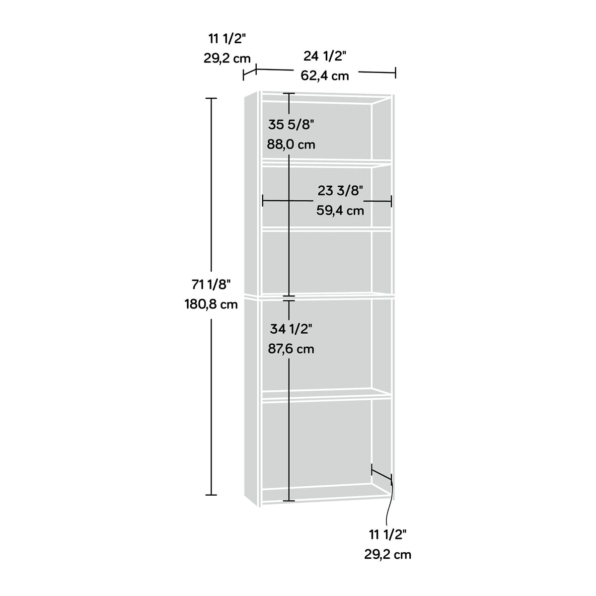 Sauder Beginnings 5-Shelf Bookcase, Bookshelf with Adjustable Storage Shelves, in Cinnamon Cherry finish