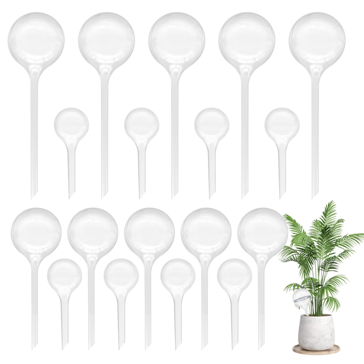 Hdagbnn 18 PCS Plant Watering Globes,Clear Plastic Watering Bulbs,Self Watering Planter,Flower Automatic Watering Device for Flowerpot,Plants Indoor,Outdoor,Home Garden(Large,Medium,Small)