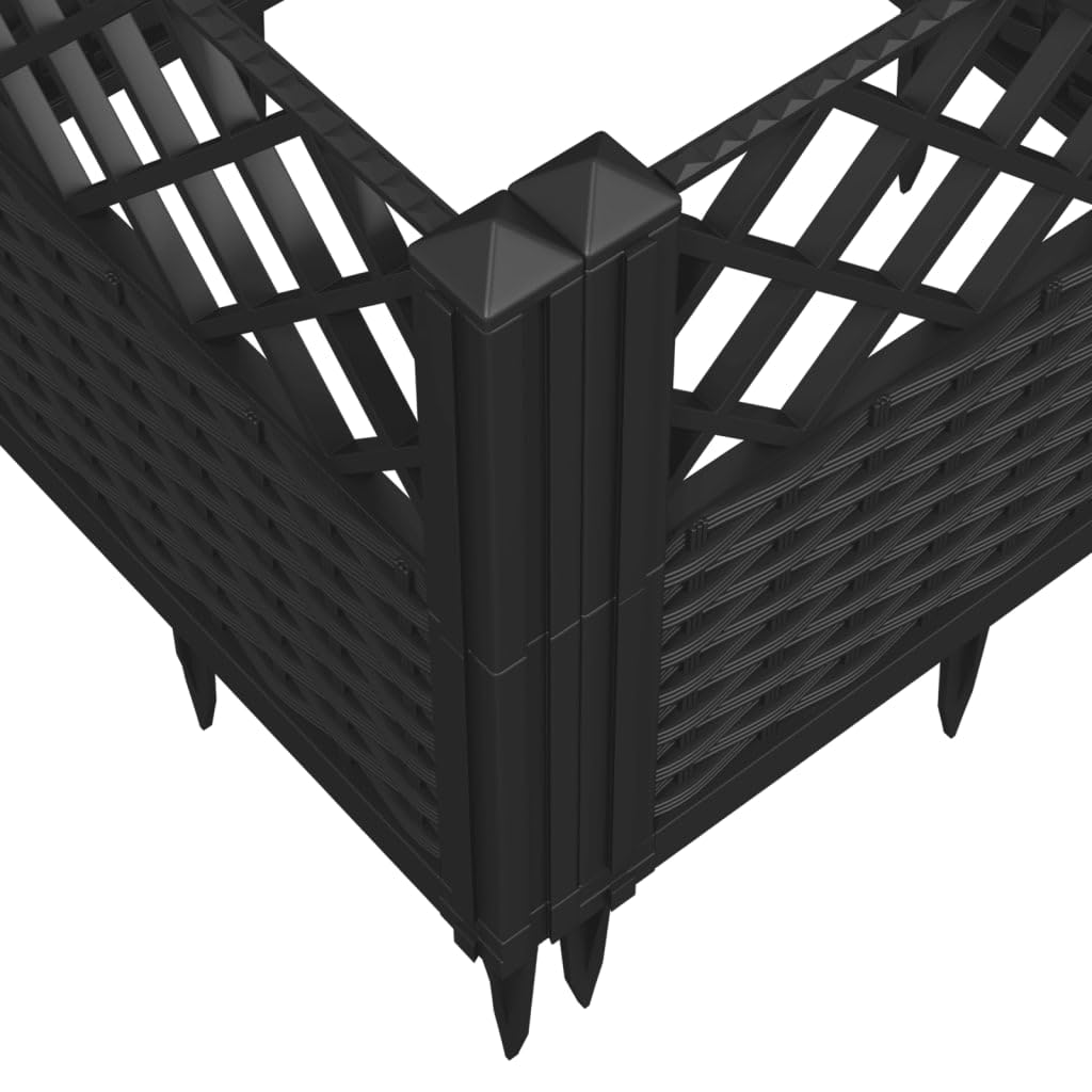 WRJENFSC Black Basketweave Raised Garden Planter 17.1 Inch Square Outdoor Planter Box with Modular Design Lightweight Polypropylene Construction for Patio Garden and Vegetable Planting