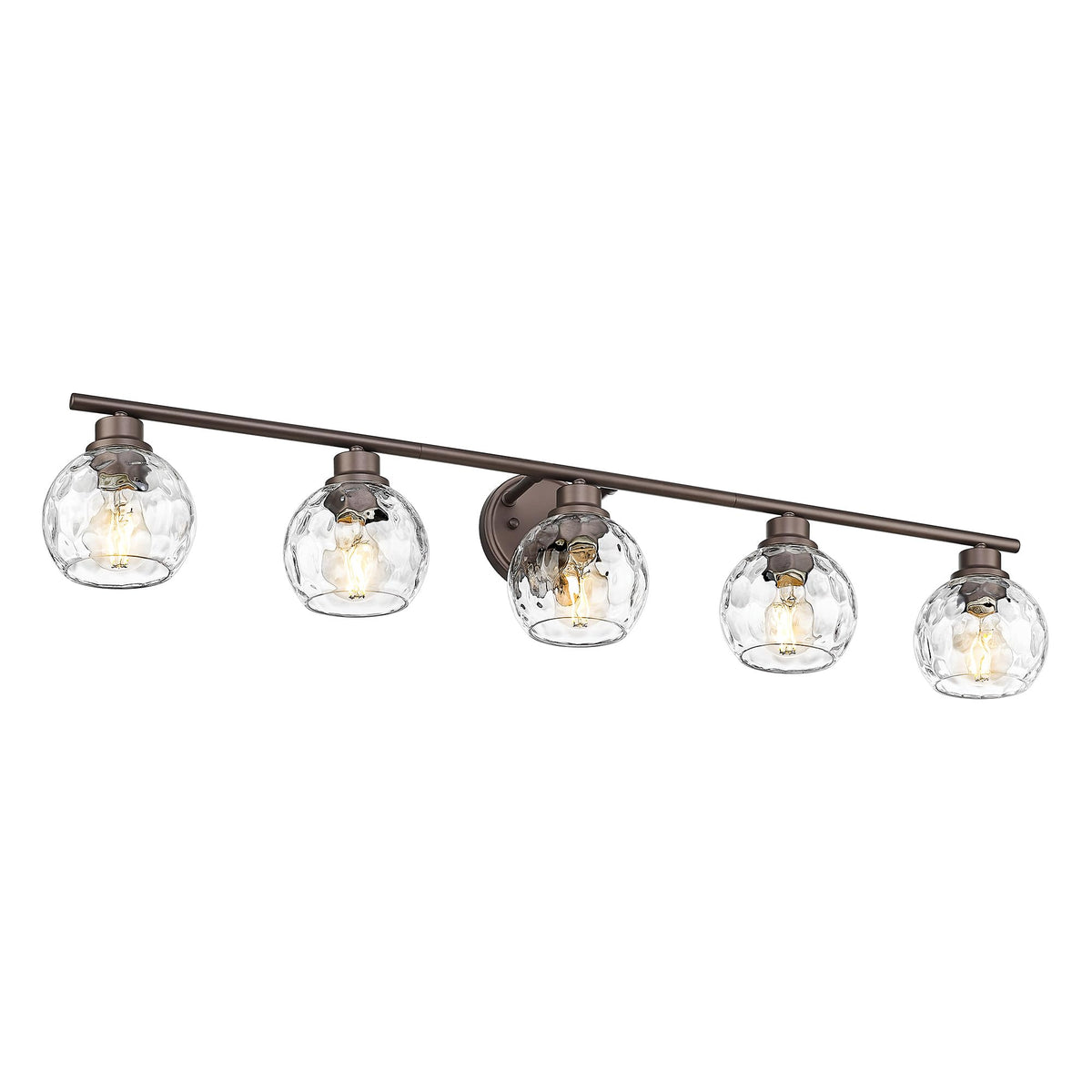 Emliviar 5-Light Rustic Vanity Wall Lighting, Water Ripple Glass, Oil Rubbed Bronze Finish, 41.7 Inch, Model YE295B