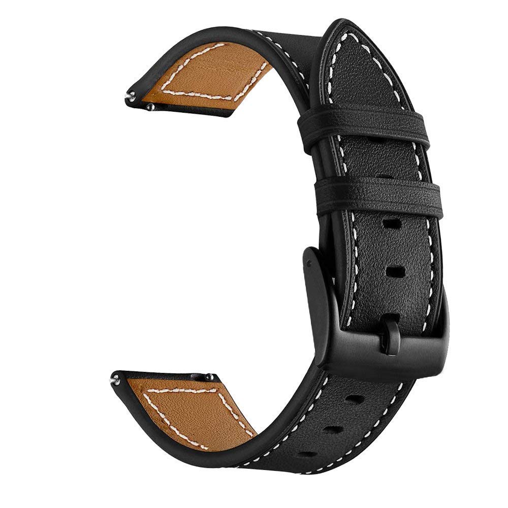 LDFAS Compatible for Fossil 22mm Band, (2 Pack) Leather Strap with Black Buckle Compatible for Fossil Gen 6/5 Carlyle/Julianna/Garrett HR, Q Explorist, Gen 5E 44mm, Sport 43mm Bands, Brown+Black