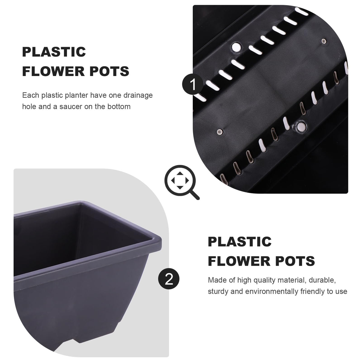 ERINGOGO Rectangular Garden Planter 19.68 Inch Plastic Plant Pot with Drainage Hole and Saucer for Indoor Outdoor Use Balcony Patio Herb Vegetable Container