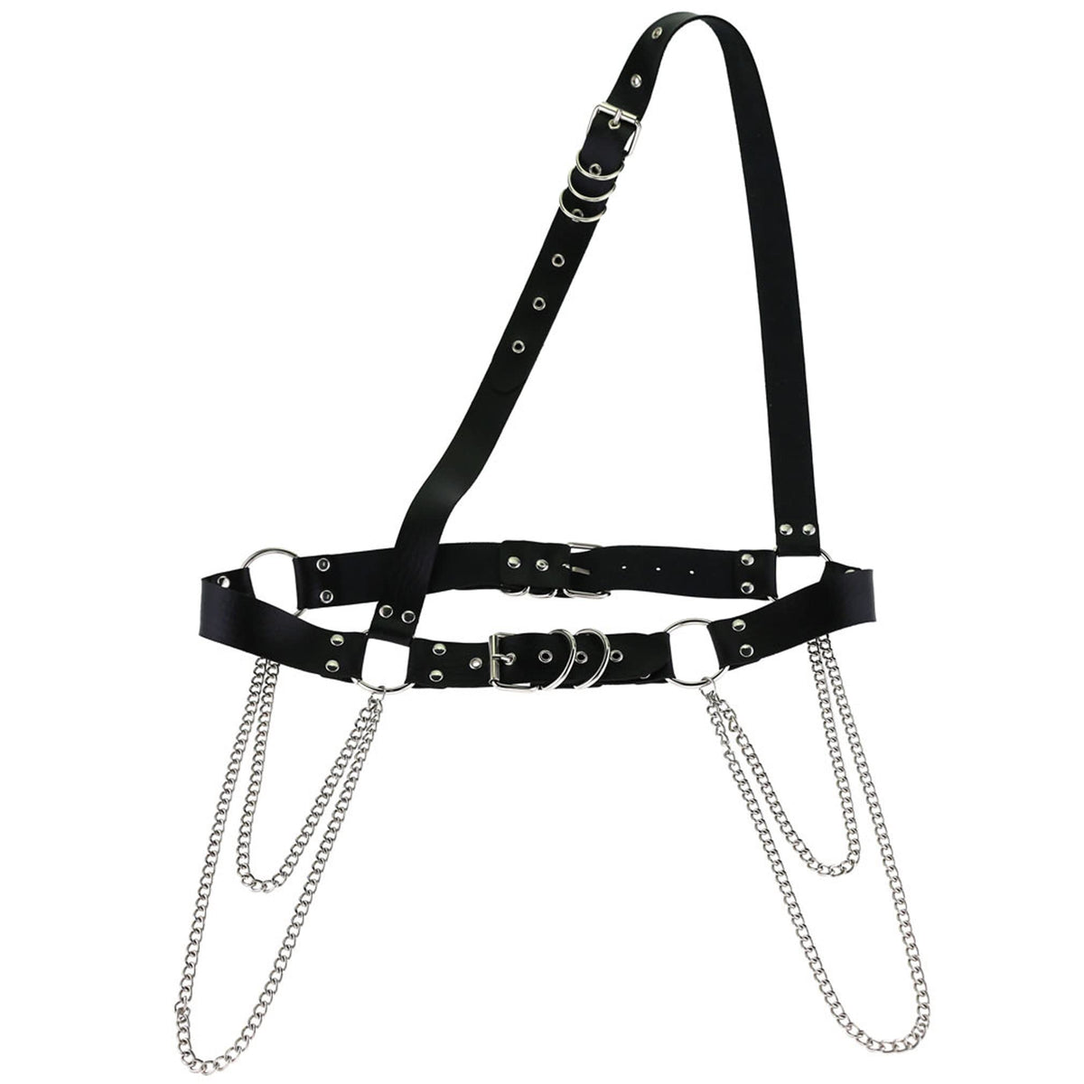 eYLun Women's Waist Belt Punk Rock Leather Body Straps Harness Belt Adjustable Rock Chain Leather Belt Black