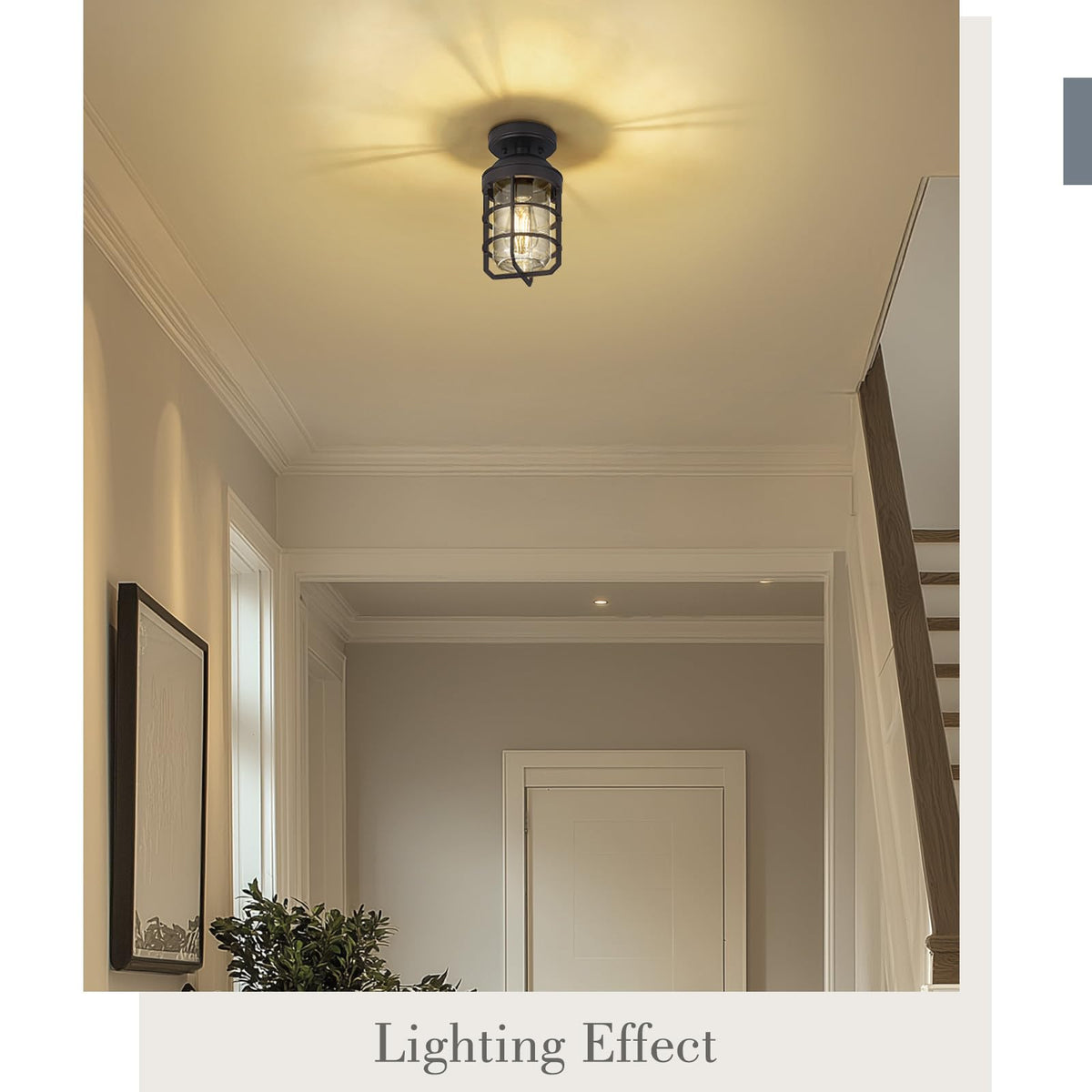 Emliviar Semi Flush Mount Ceiling Light Fixtures, 2 Pack, Oil Rubbed Bronze, Clear Tempered Glass Shade, Model GE255LF-2PK ORB