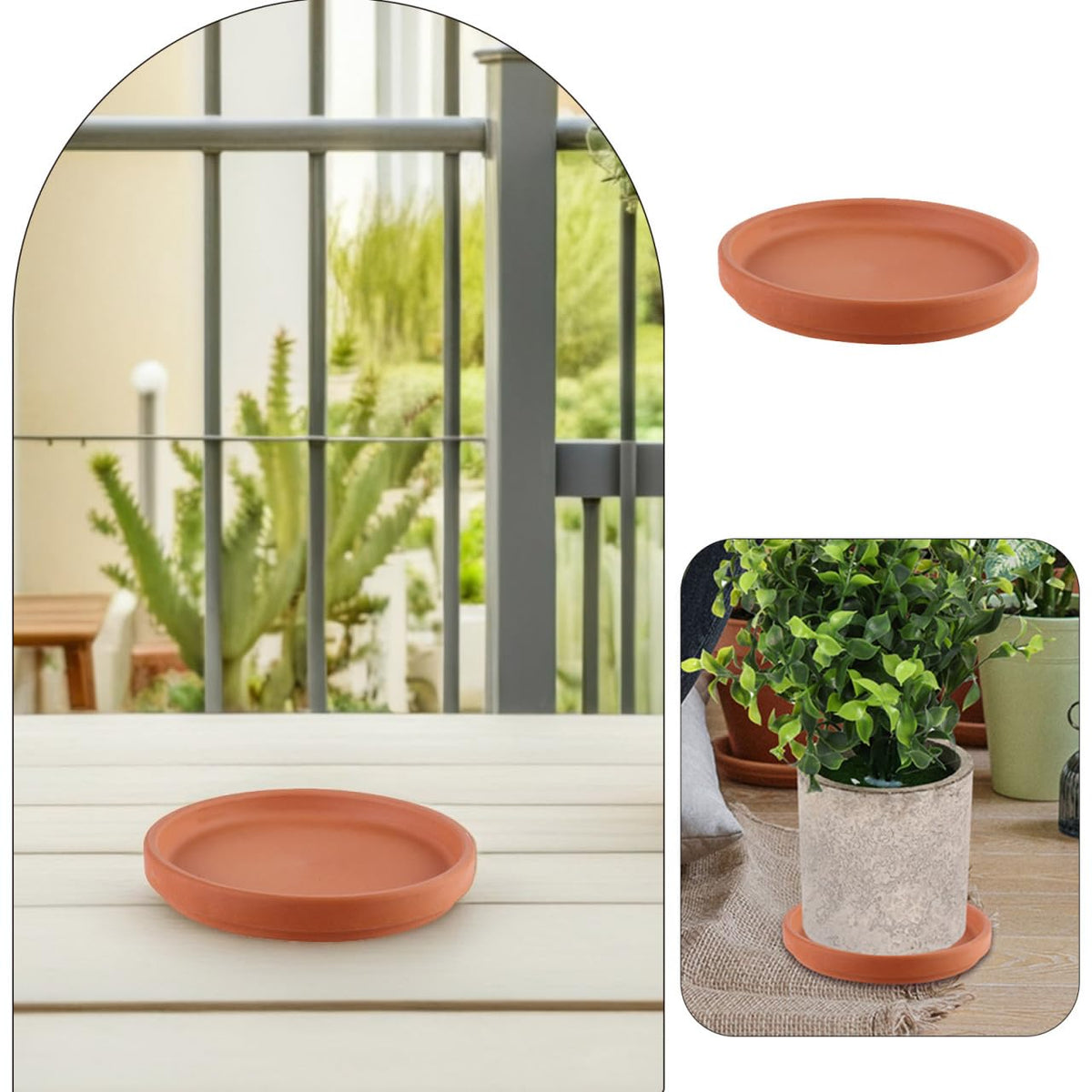 Toddmomy 3 Inch Terracotta Saucers for Flower Pots, Set of 5 Natural Clay Plant Trays for Indoor/Outdoor Succulents, Desktop Protection & Drainage Base