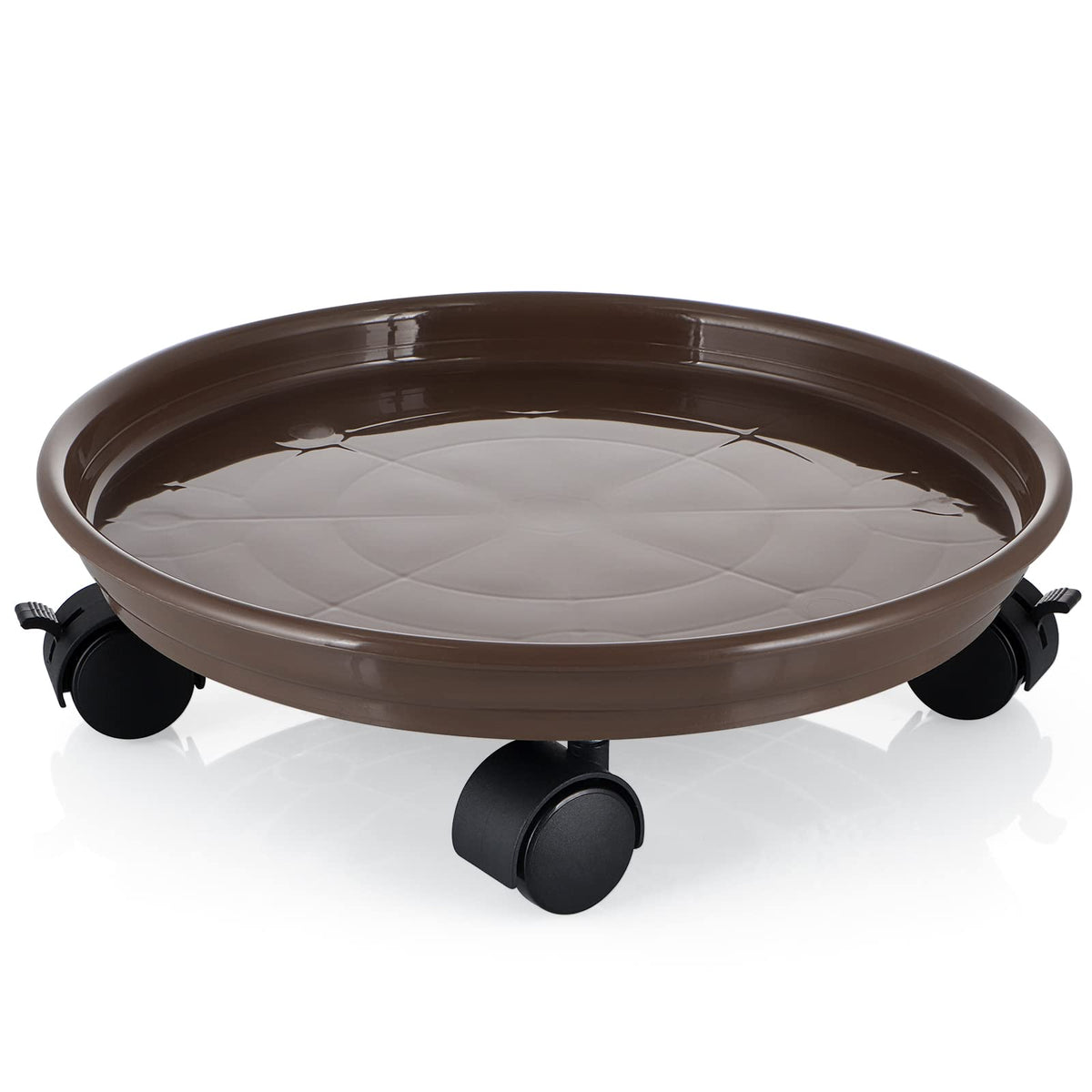 Skelang 3 Pcs Plant Caddy, 11.8" Plant Stand, Round Plant Pallet Pot with Lock Wheels, Rolling Tray Planter Trolley Casters, Moving Plant Pot Saucer for Patio, Garden, Indoor