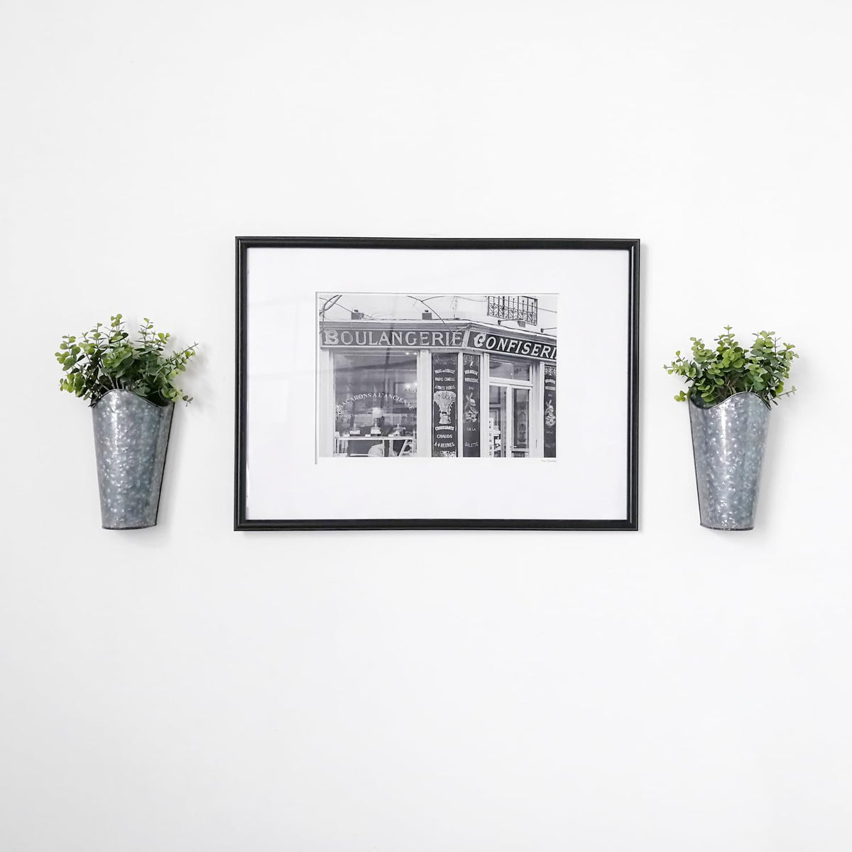 Mkono Galvanized Metal Wall Planter Farmhouse Wall Vase for Artificial Plants Flowers, Rustic Hanging Fake Flowers Holder Country Home Bedroom Living Room Decor Set of 2, Silver, Small