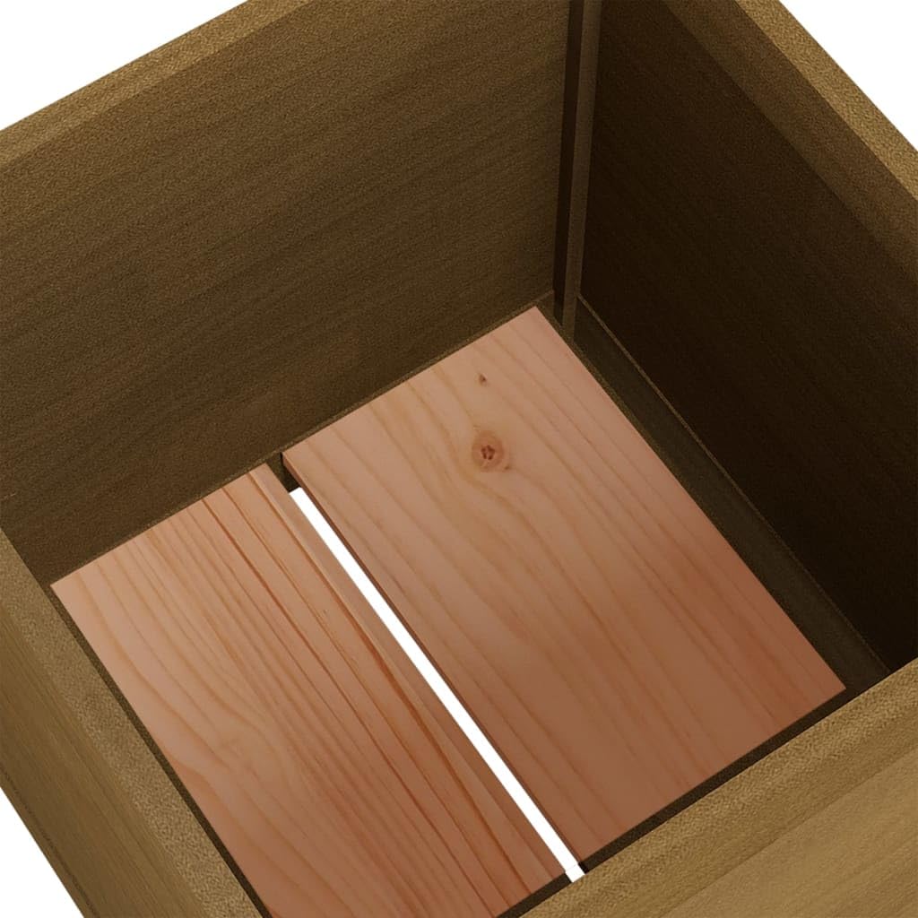 MBDRKVGF Square Garden Planter Box, 19.7-inch Solid Pinewood Outdoor Planting Pot for Flowers, Herbs, Vegetables, Weather-Resistant Decorative Patio Bed