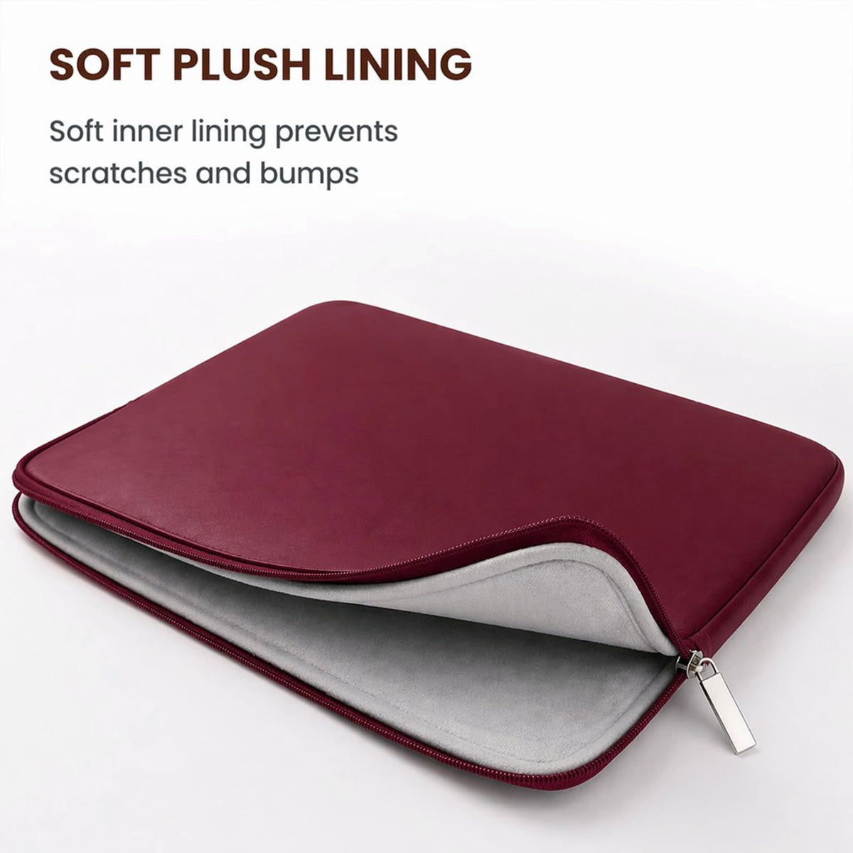 RAINYEAR 15.6 Inch Laptop Sleeve Soft PU Leather Case Protective Water Resistant Zipper Padded Cover Carrying Bag Compatible with 15.6" Notebook Computer Chromebook(Red)