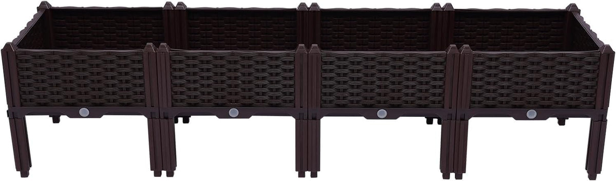 IOENC 4 Sets Raised Garden Bed, Garden, Raised Garden Beds Outdoor, Planter Boxes Outdoor, for Flowers Vegetables Flowers Growing Indoor Plants Fence Balcony Patio Gardening Supplies - Brown