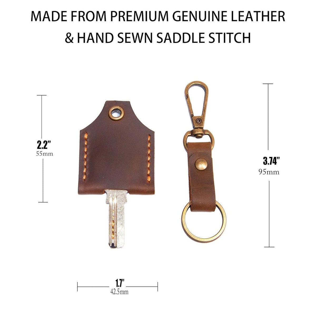 Turbosnail Leather Key Cover, Leather Key Cap, Key Covers for House Keys (Brown)