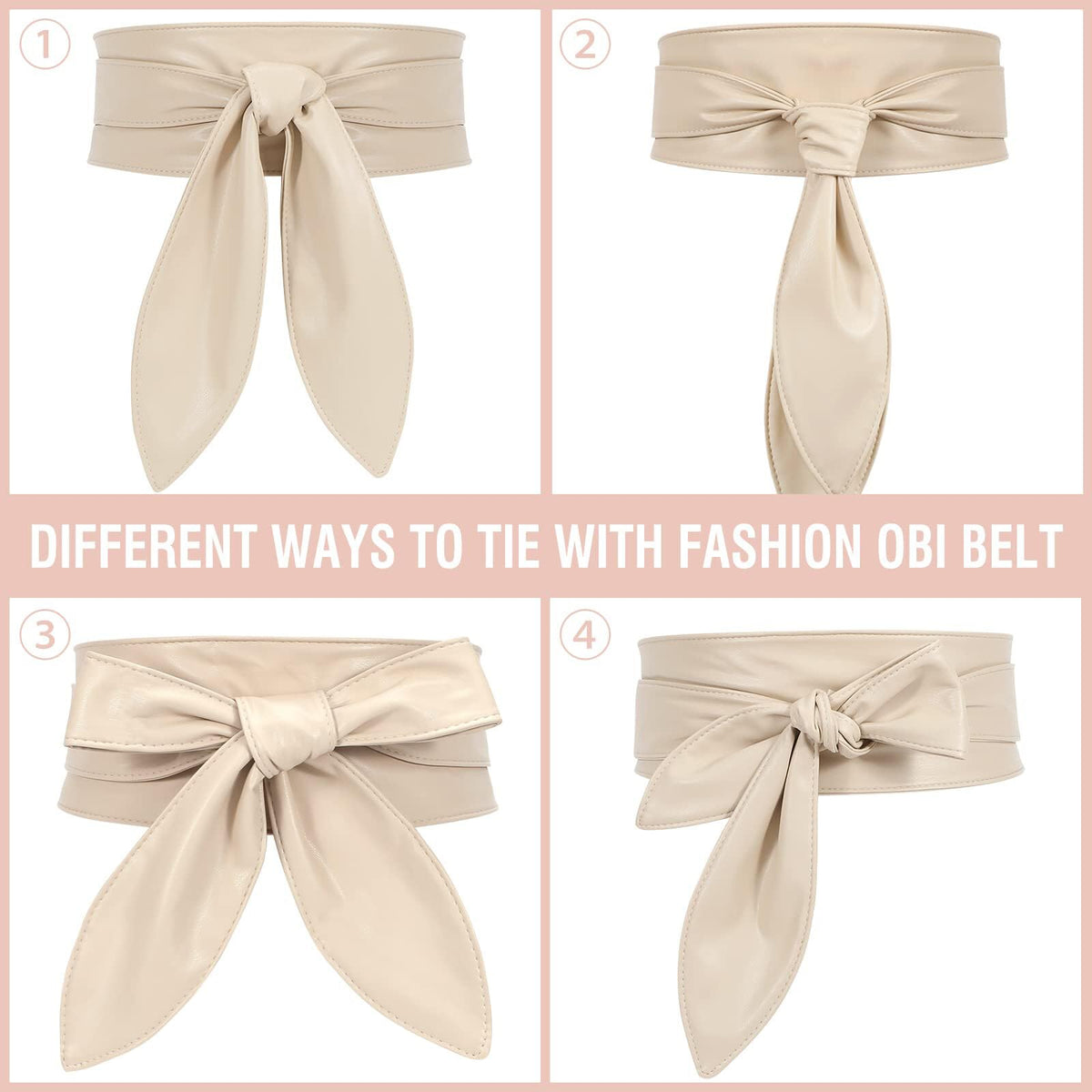 ChinEluviis Womens Obi Belt Fashion Leather Wrap Wide Cinch Belt Corset Tie Waistband for Dress Beige L