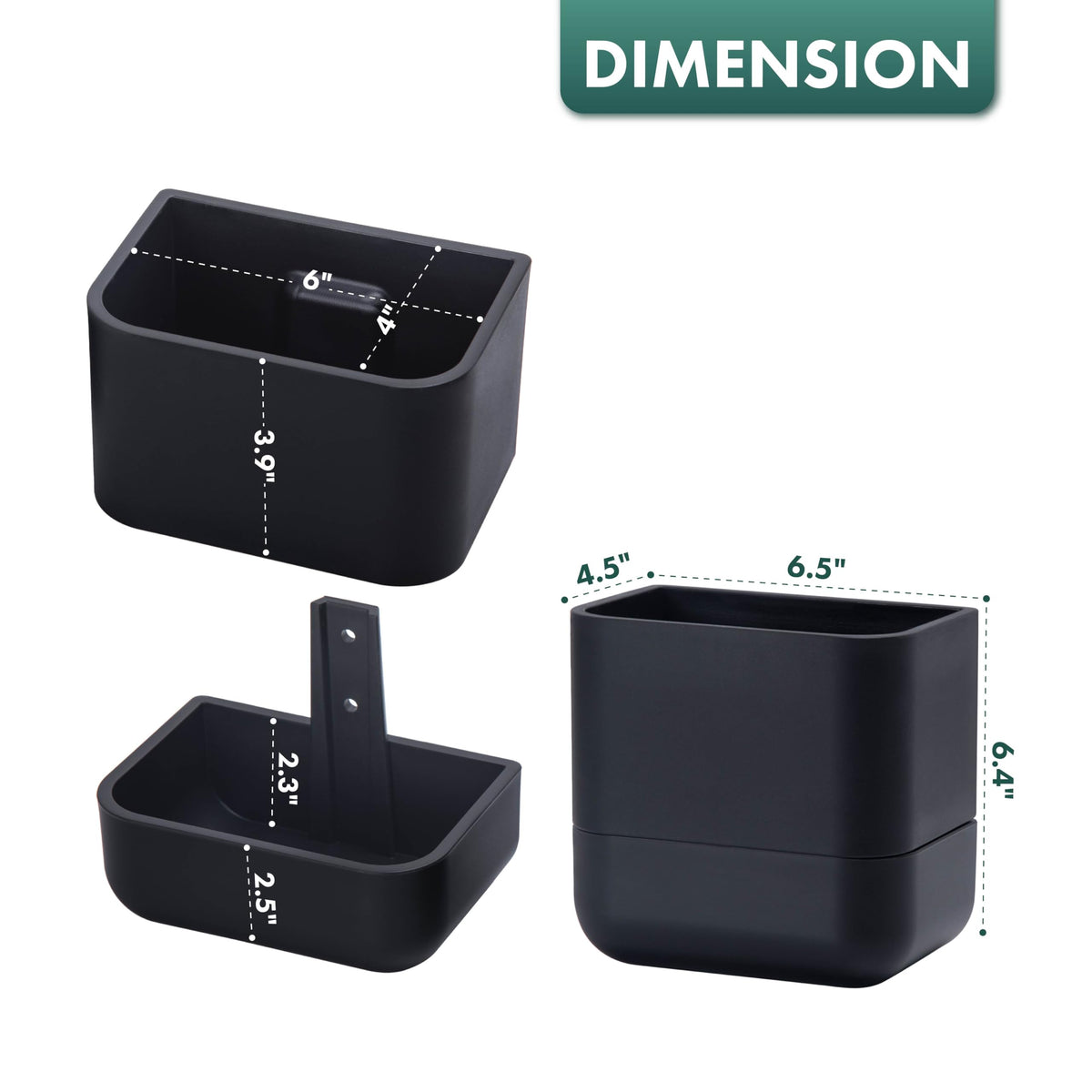 Phoenix Vine 6.5 Inch Wall Mounted Self-Watering Planter Pot for Indoor Houseplants and Herbs | Hanging Planter for Window Sills, Bathroom Walls, Home & Office Décor, Black, Set of 3, 01-C-E-3