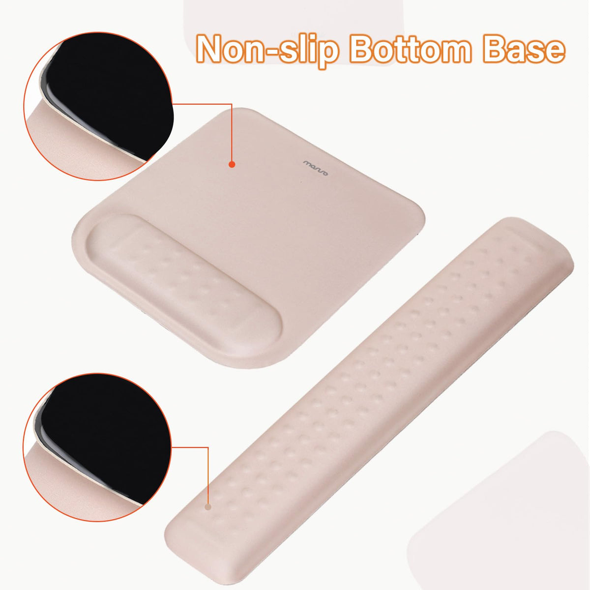 MOSISO Computer Keyboard Stand&Wrist Rest Support for Keyboard &Mouse Pad Set, Ergonomic Massage Wrist Rest Set, Easy Typing Working Acrylic Clear Stand for Office Home, Apricot
