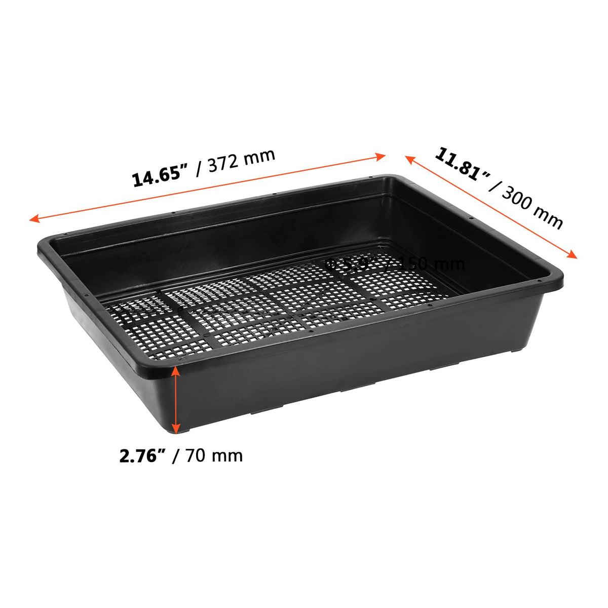 SINJEUN 15 Pack Mesh Bottom Seed Starter Trays, 15 x12 Inch Plastic Plant Tray Mesh Plant Germination Trays for Microgreens, Black