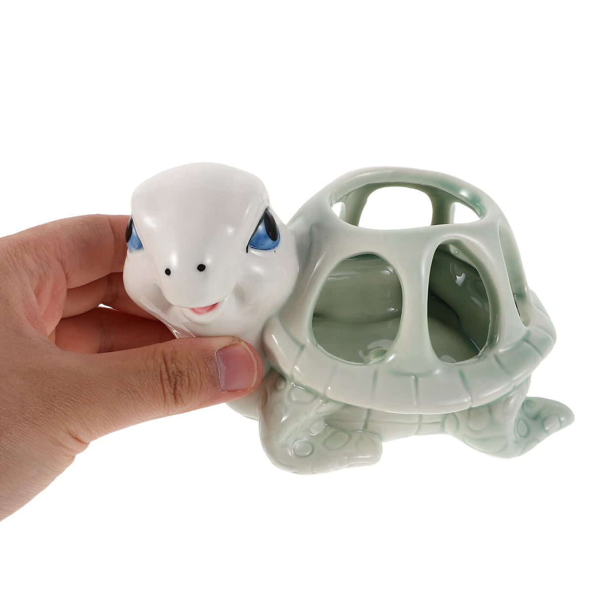 Luxshiny Ceramic Animal Succulent Planter Tiny Tortoise Flower Pot for Tabletop Decor Small Creative Hand-Painted Office Indoor Gardening