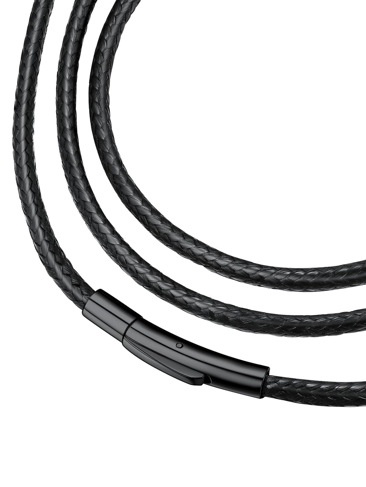 FaithHeart Genuine Leather Necklace Cord for Men Unique Solid String Wax Rope Neck Chains for Dad 16-30inch Black Chains