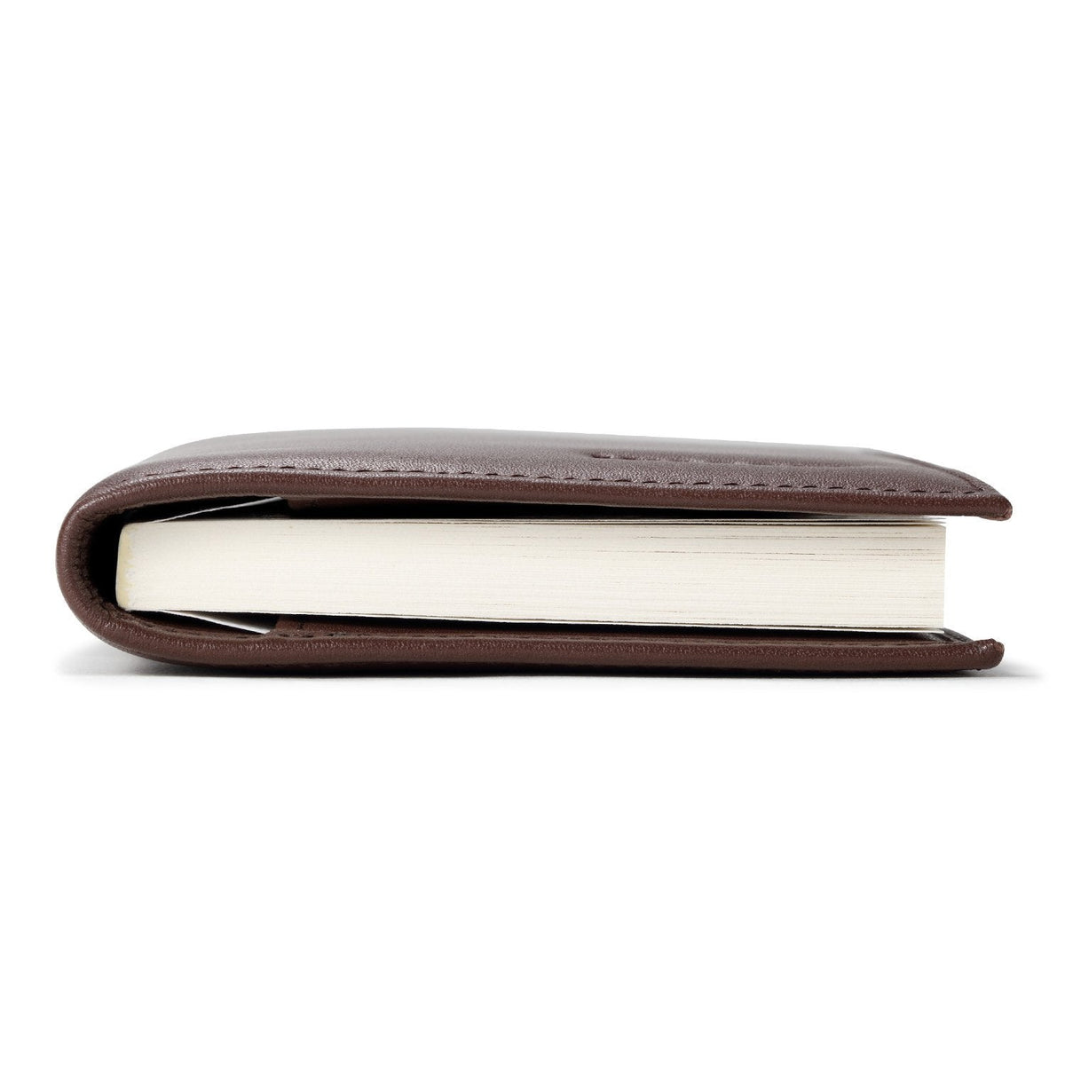 HISCOW Minimalist Leather Checkbook Cover for Men & Women - Italian Calfskin (Brown)