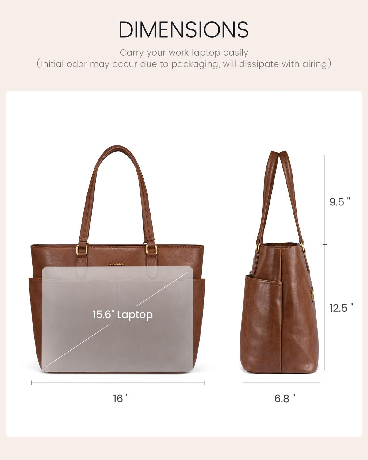 LOVEVOOK Work Tote Bags for Women, Vintage Leather 15.6 Inch Laptop Bag with Large Cup Holder, Teacher Nurse Medical Professional Computer Bag, Office Briefcase Handbag Gift