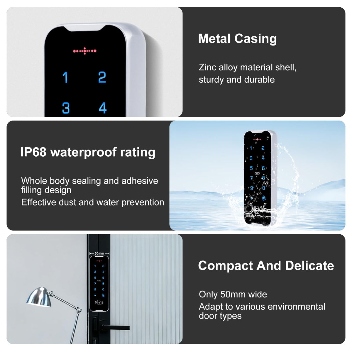 XYBkey Outdoor waterproof access control system kit, RFID touch keypad door lock, smart remote control metal door opener, 600 lb electromagnetic lock + ZL bracket, NFC mobile phone unlocking 、Doorbell